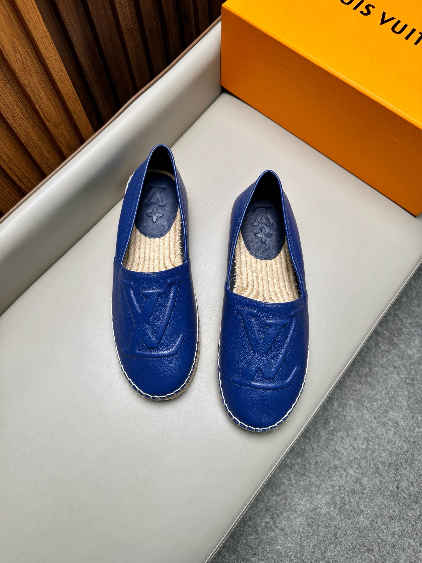 Эспадрильи мужские в стиле Louis Vuitton синего цвета