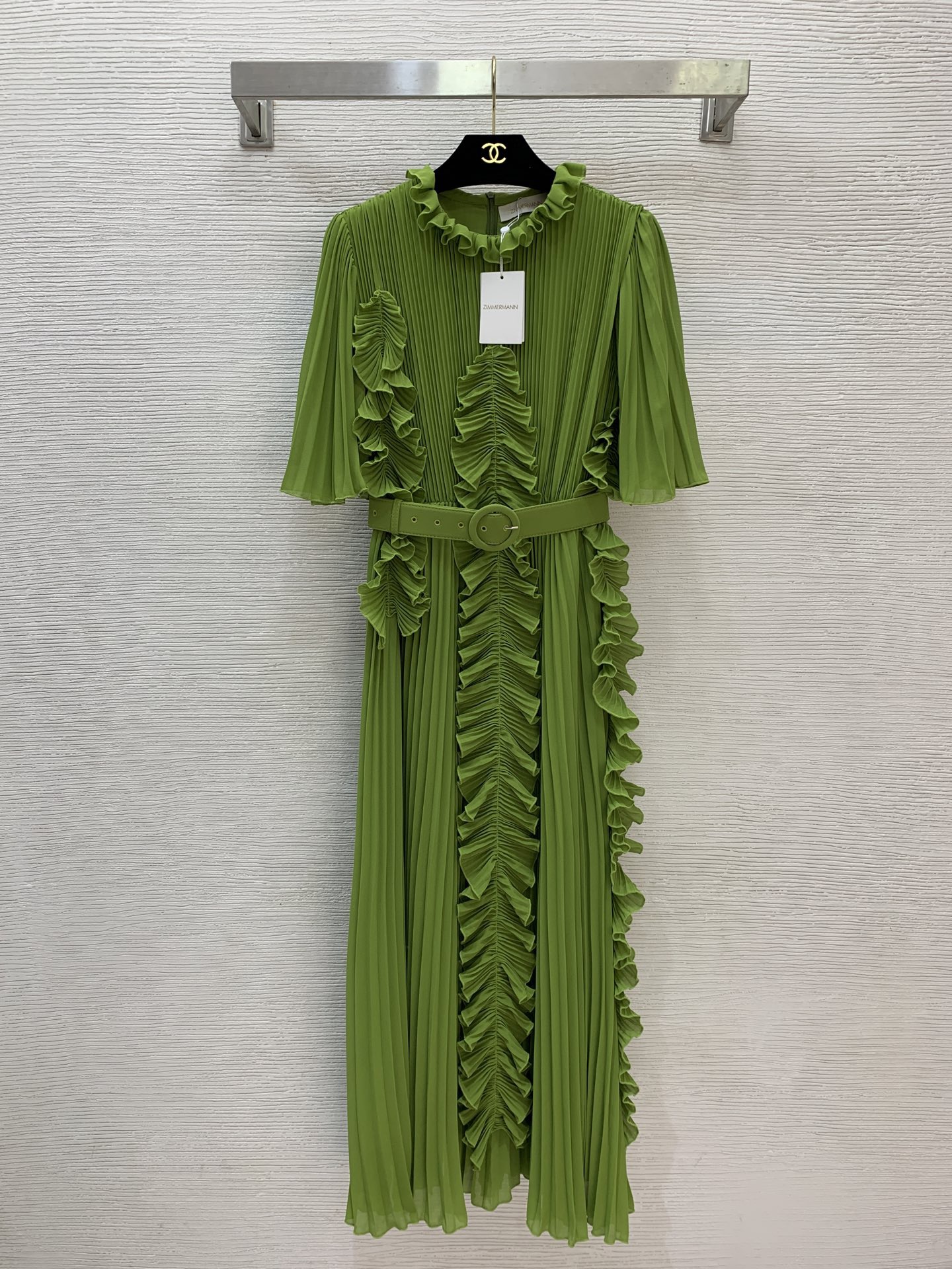 Платье женское в стиле Zimmermann плиссированное с оборками и поясом