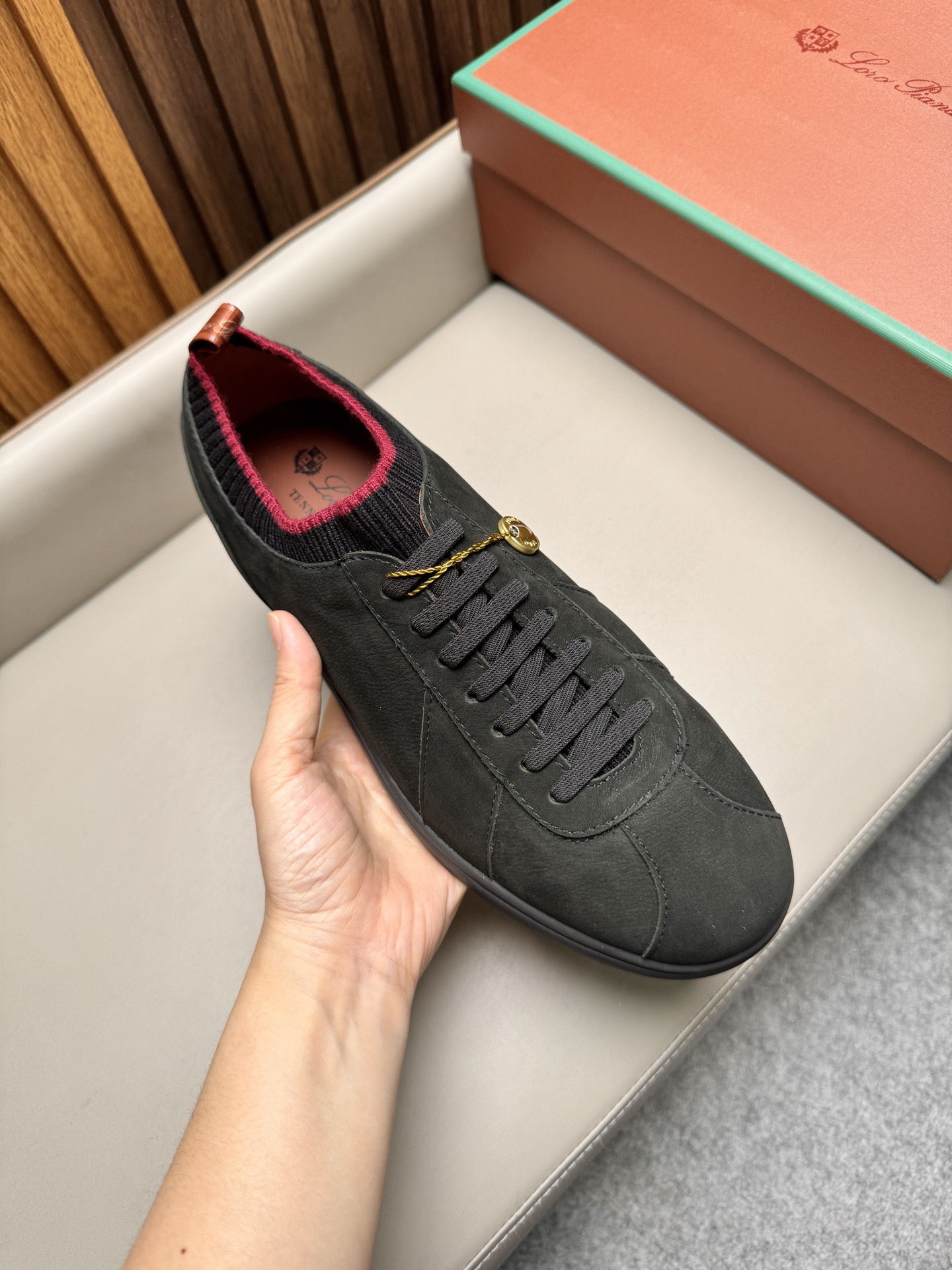 Кроссовки мужские в стиле Loro Piana Soho Walk черного цвета