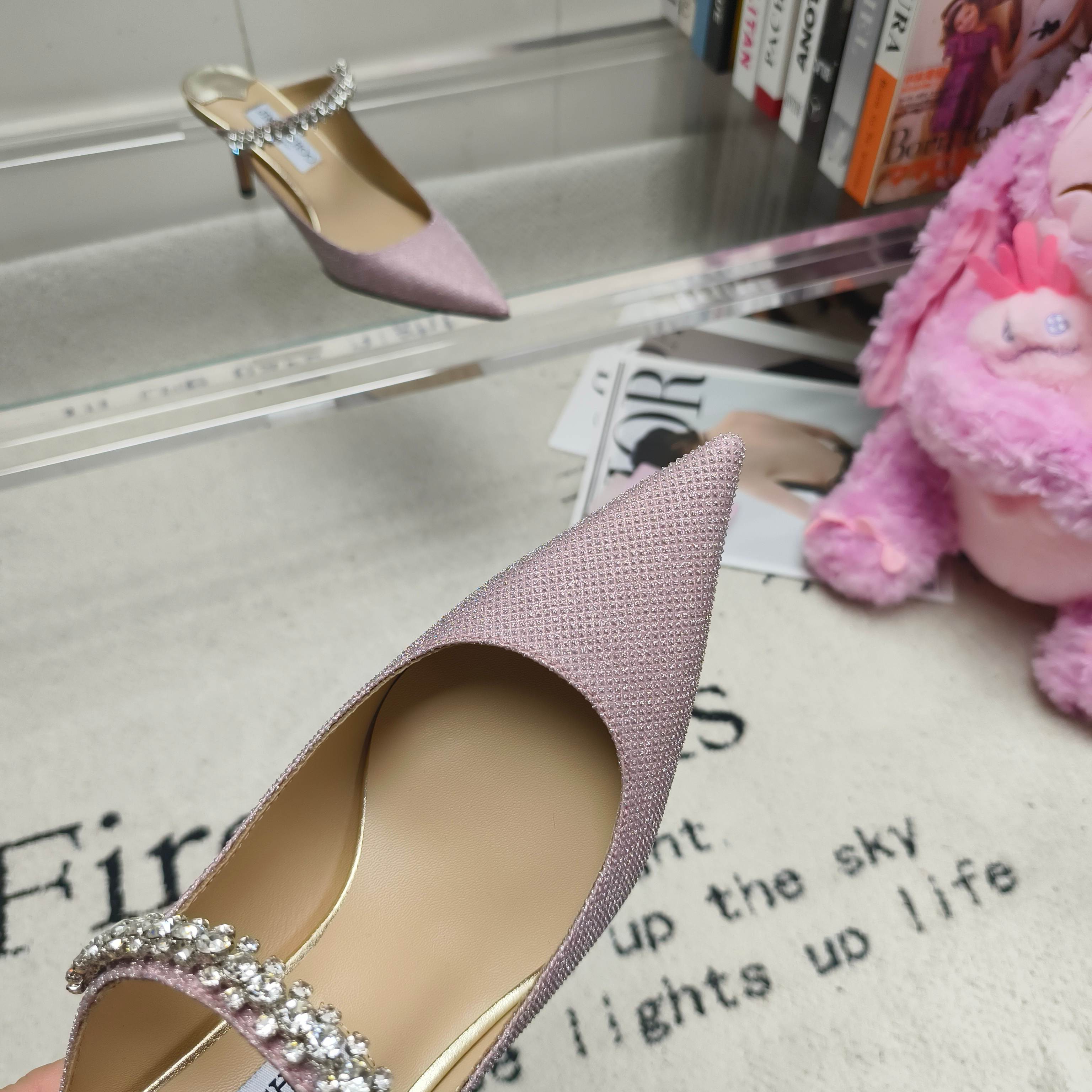 Мюли женские в стиле Jimmy Choo розового цвета
