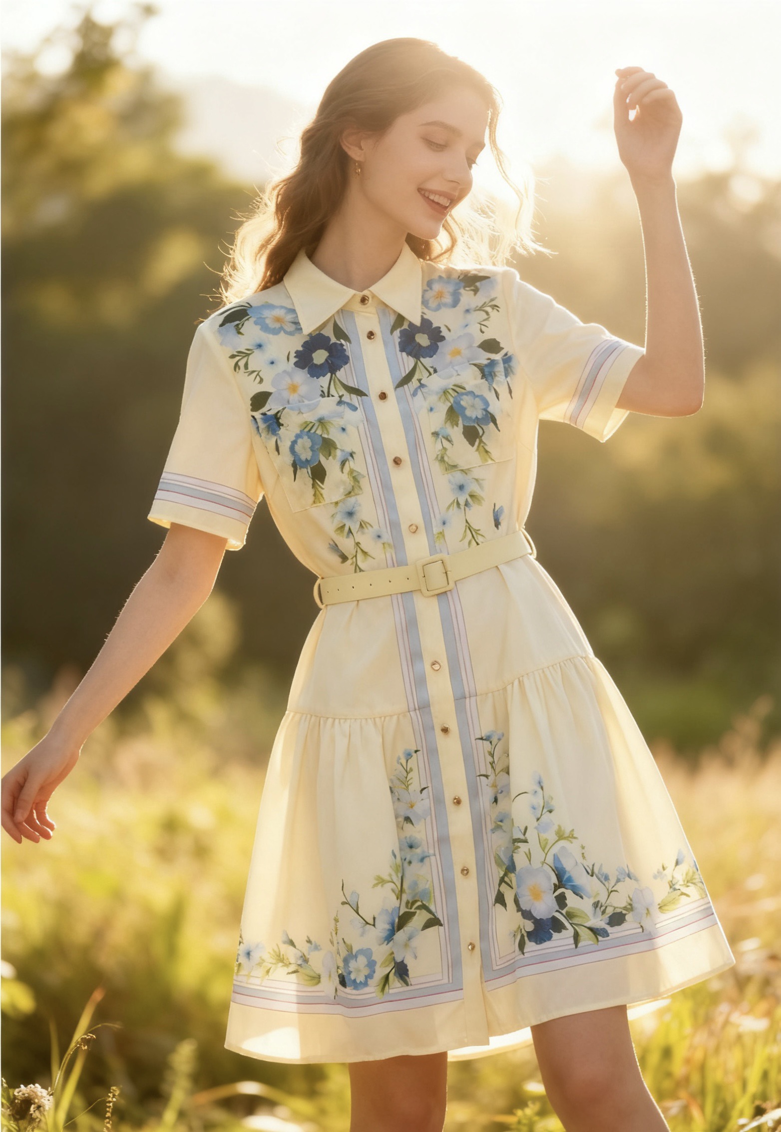 Платье женское в стиле Zimmermann с цветочным принтом и поясом