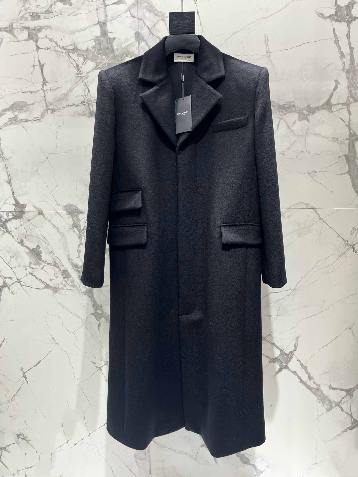 Пальто женское в стиле Saint Laurent из шерсти, свободного кроя