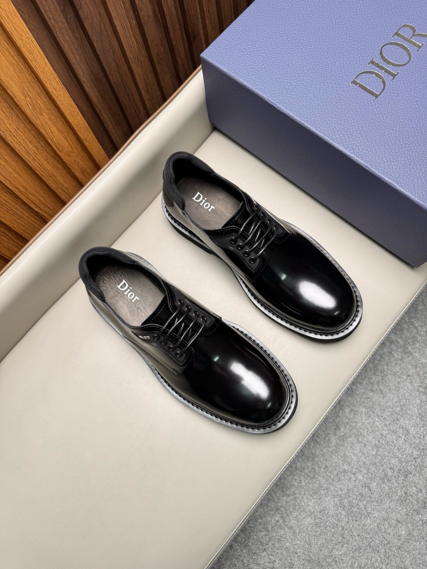 Дерби мужские в стиле Dior Homme чёрного цвета