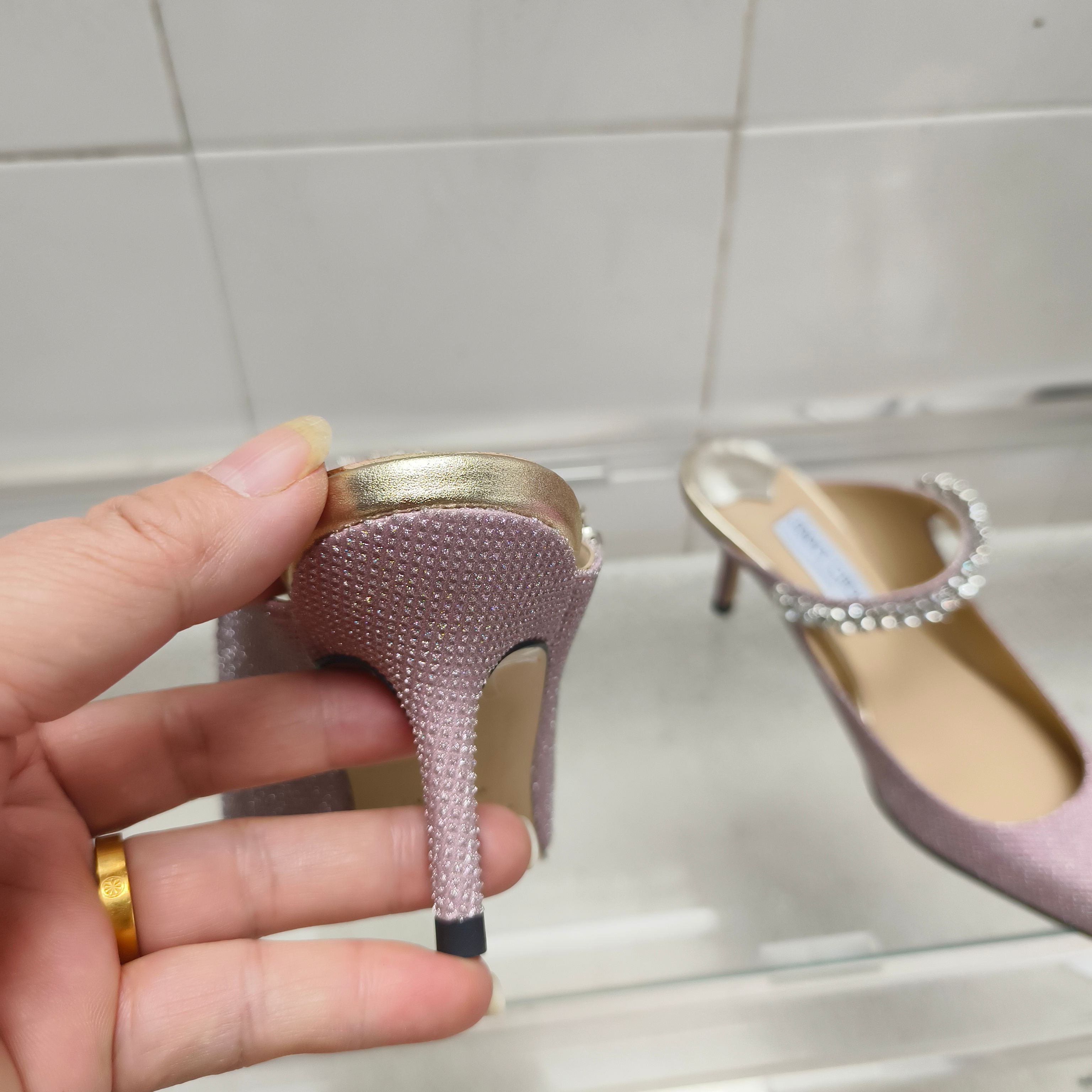 Мюли женские в стиле Jimmy Choo розового цвета
