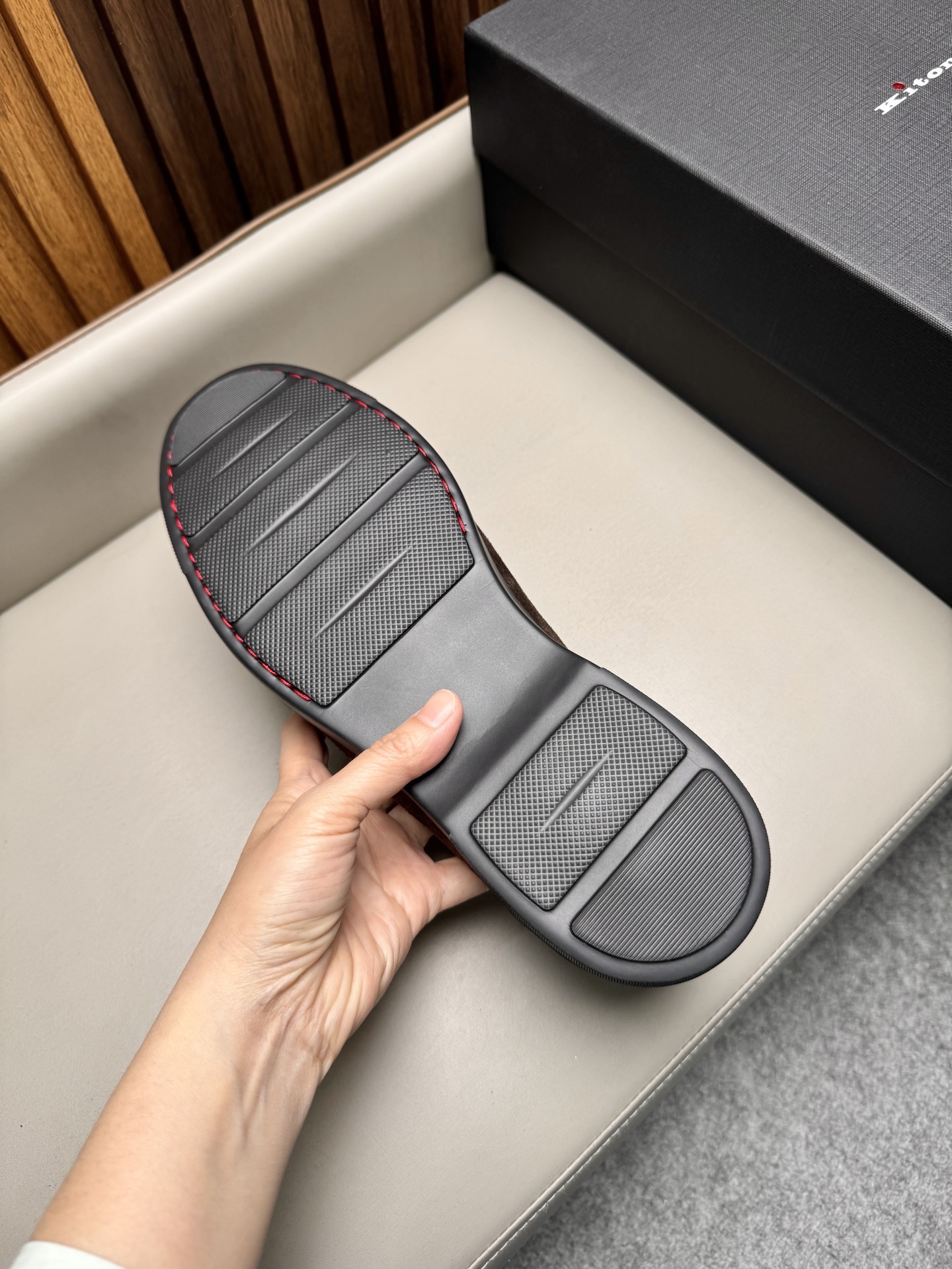 Лоферы мужские в стиле Kiton бордового цвета