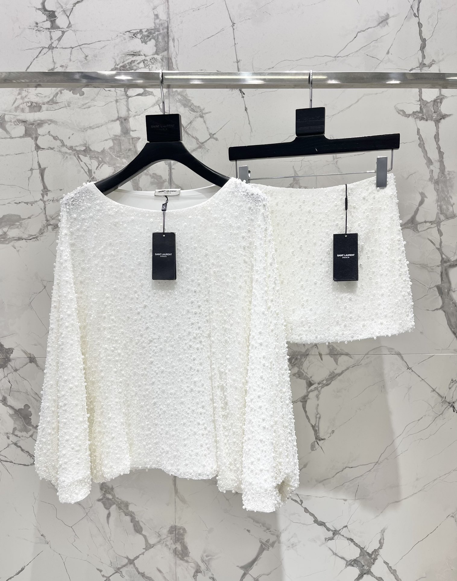 Комплект женский в стиле Saint Laurent белого цвета