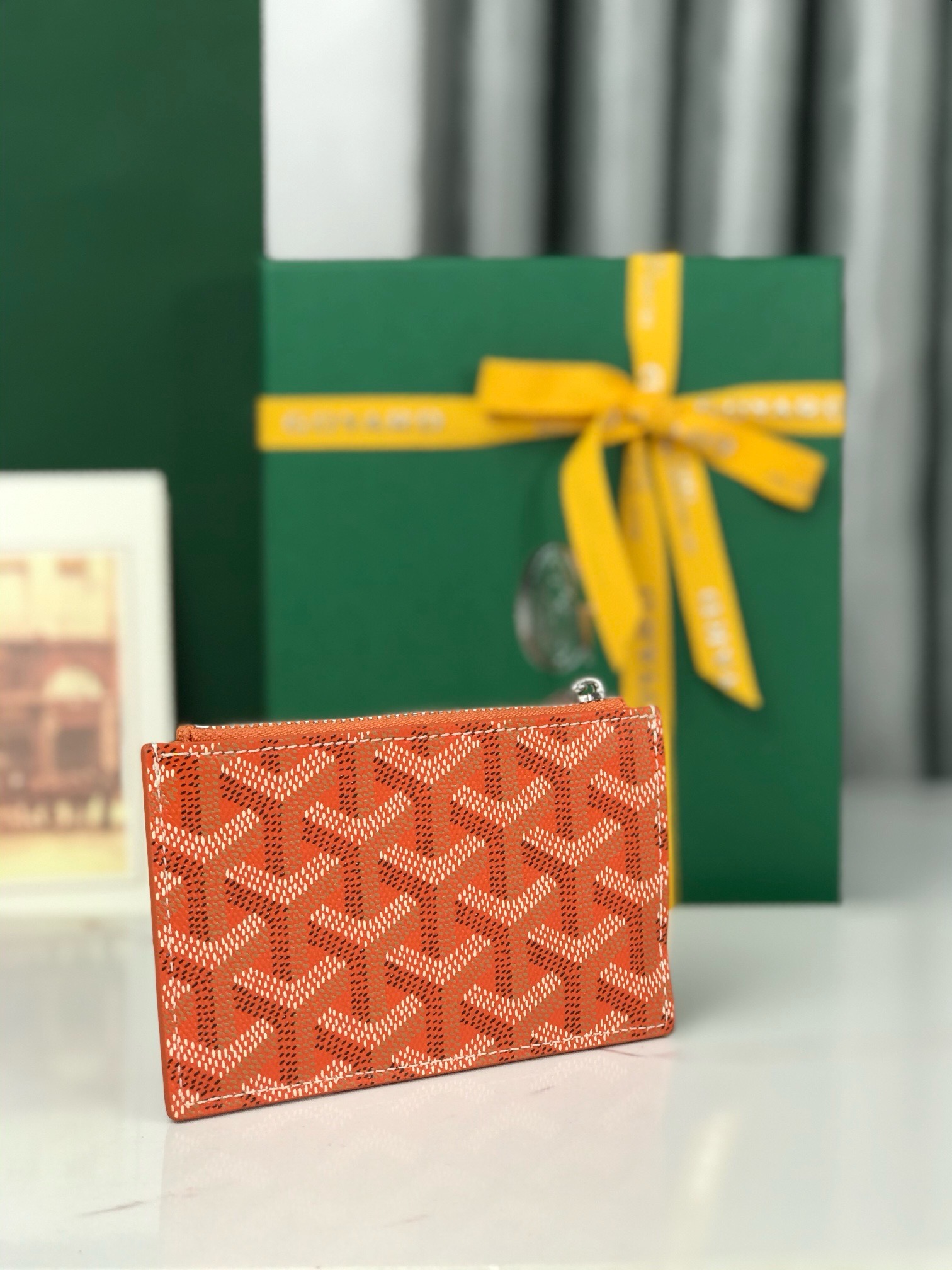 Картхолдер Goyard Bourbon оранжевого цвета