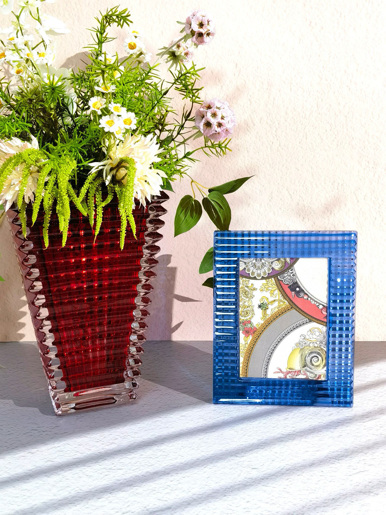 Хрустальная фоторамка в стиле Baccarat Brilliant Series, синего цвета