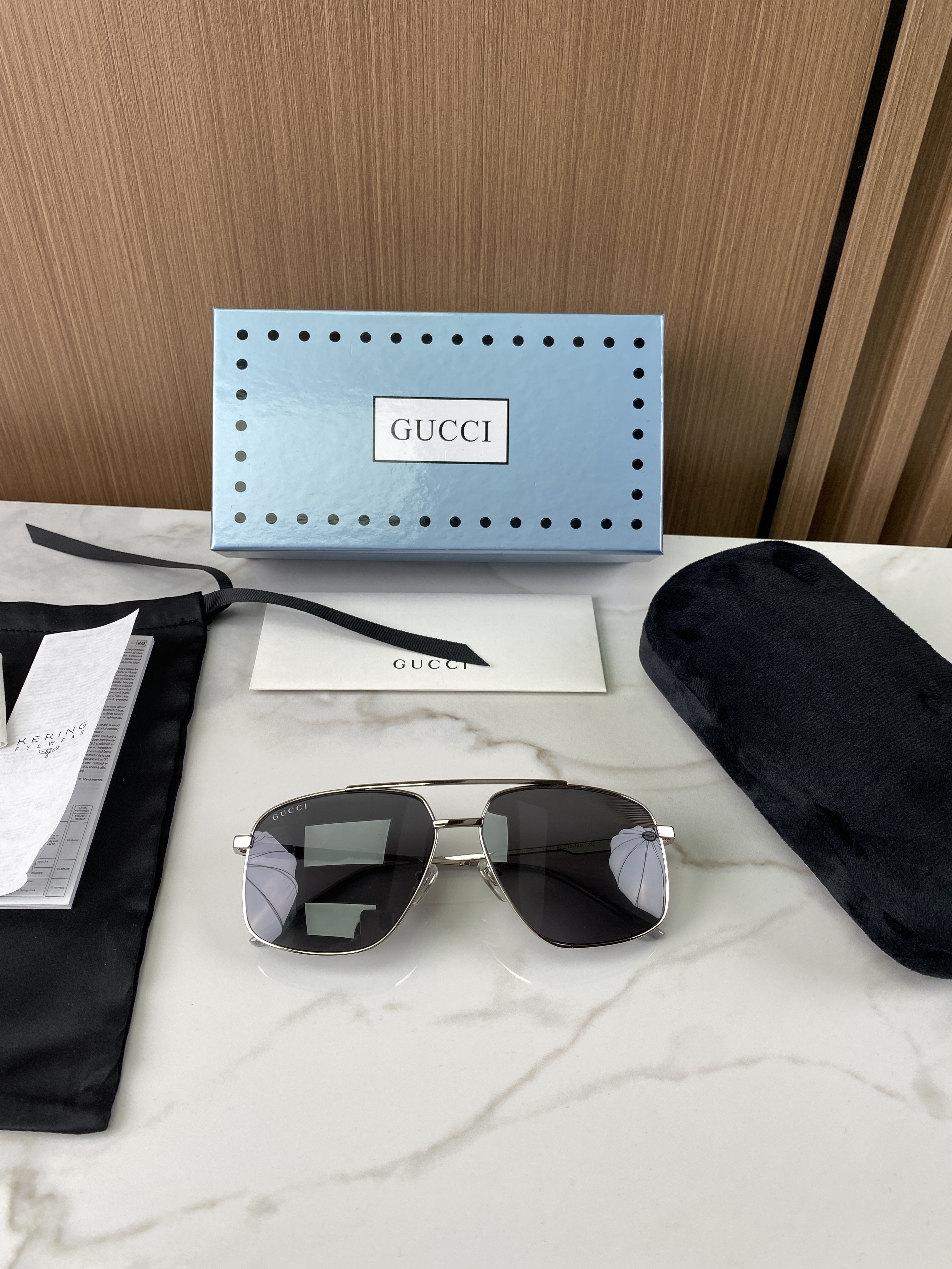 Очки солнцезащитные унисекс в стиле Gucci в металлической оправе классической формы