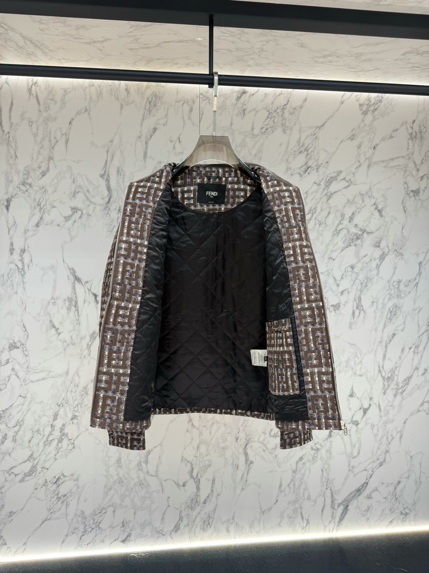 Куртка мужская Fendi FF Jacquard Blouson коричневого цвета с монограммой FF