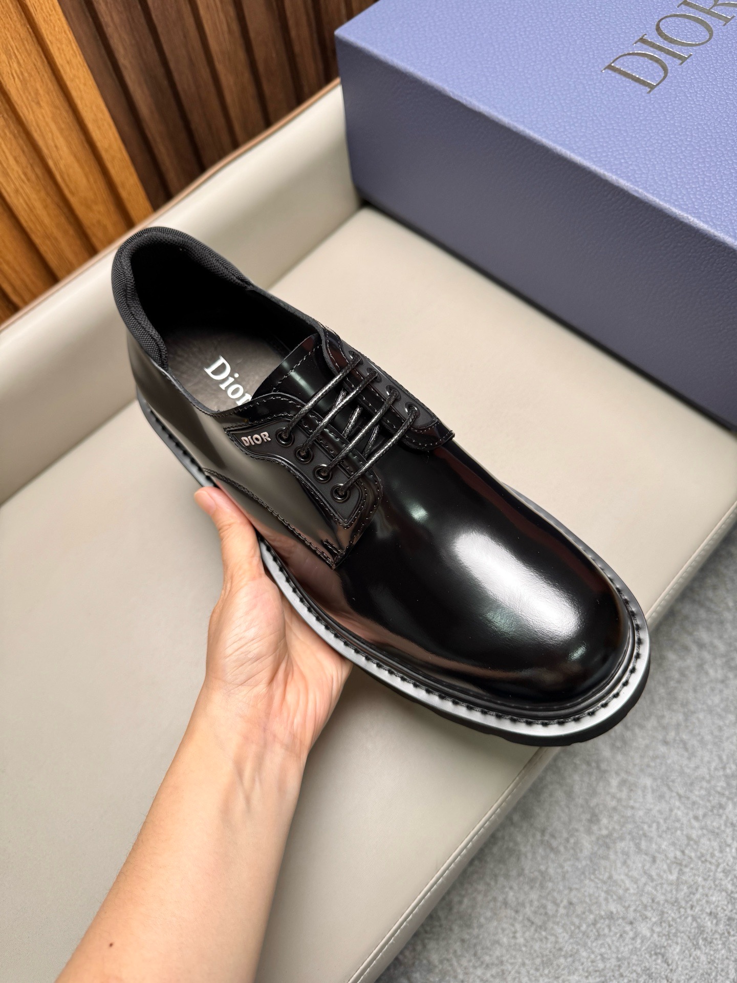Дерби мужские в стиле Dior Homme чёрного цвета