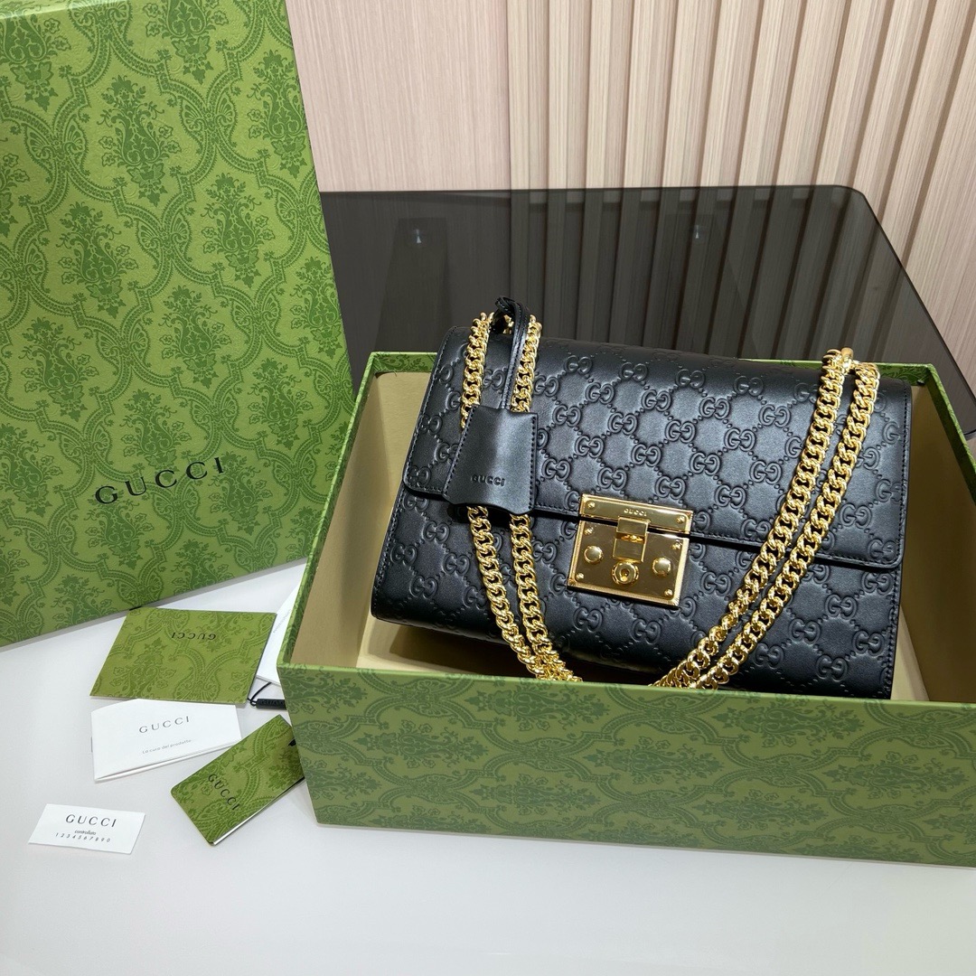 Сумка женская в стиле Gucci Padlock черного цвета