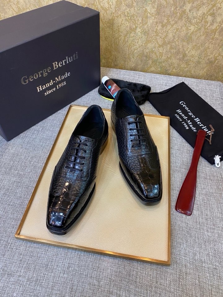 Оксфорды мужские Berluti George Berluti из кожи крокодила чёрного цвета