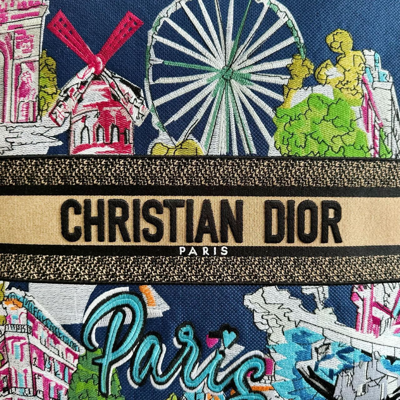  Подушка декоративная в стиле Dior Souvenir Paris с вышивкой и картографическим принтом, 50×50 см