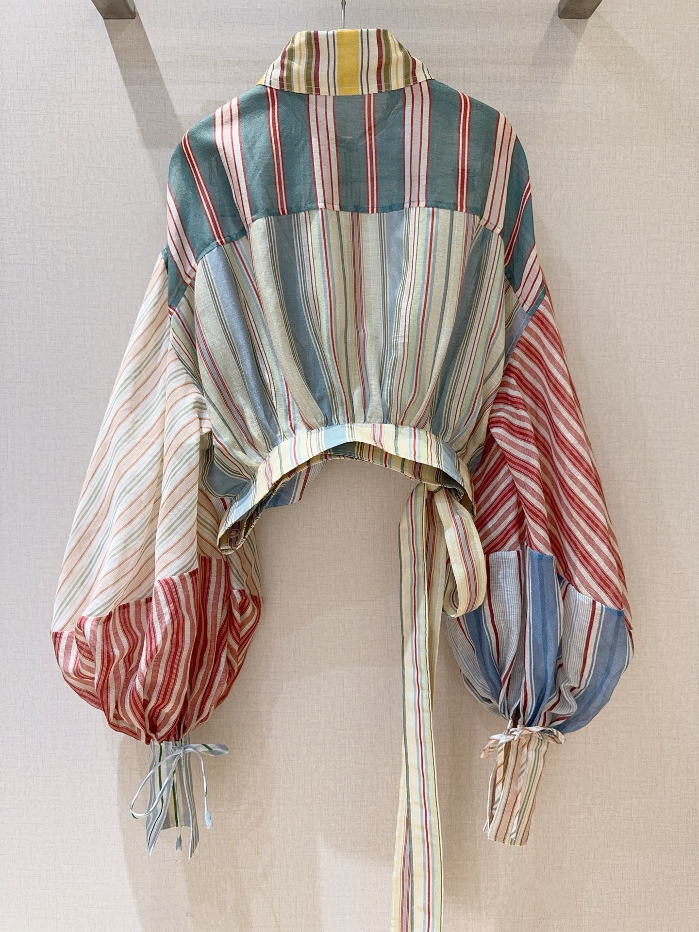 Платье женское в стиле Zimmermann  из льна и шёлка мультиколор в полоску с поясом