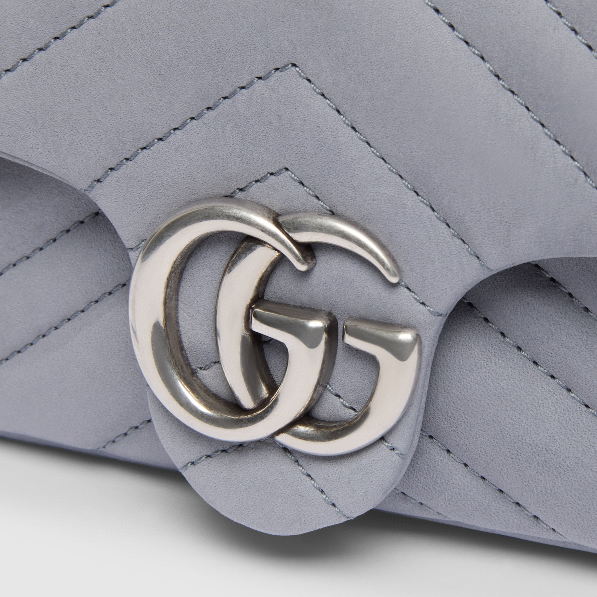 Сумка - мини женская GG Marmont из натуральной кожи, серо-голубая