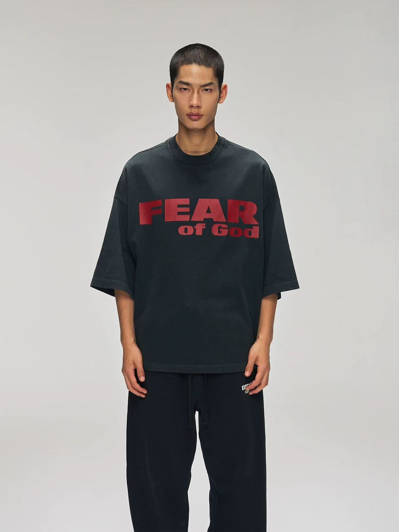 Футболка унисекс в стиле Fear of God Fear is Gone из хлопка чёрного цвета с принтом