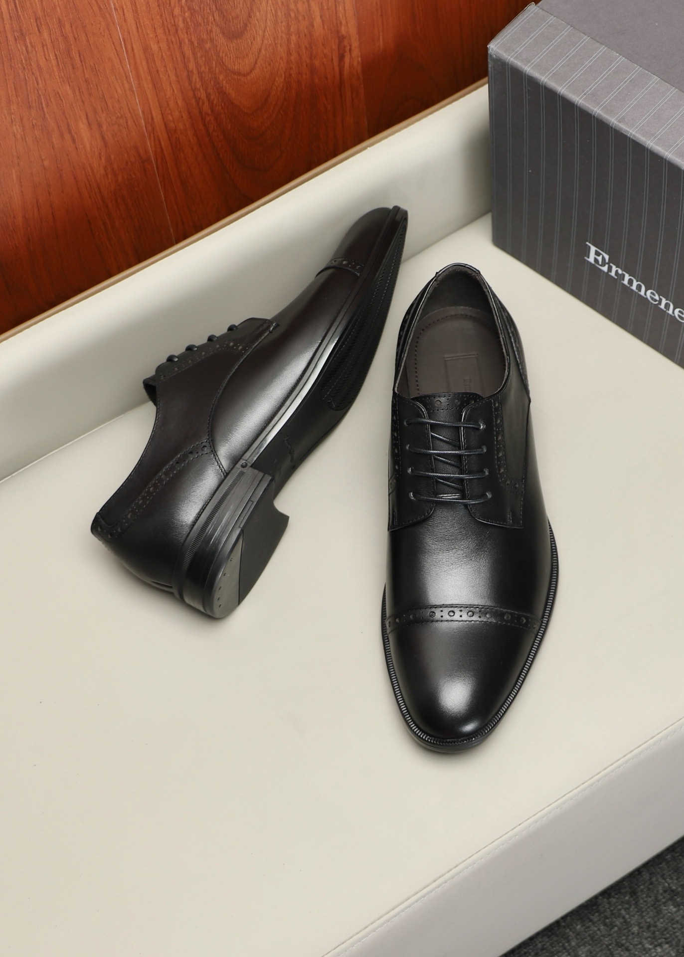 Оксфорды мужские в стиле Zegna Lace чёрного цвета