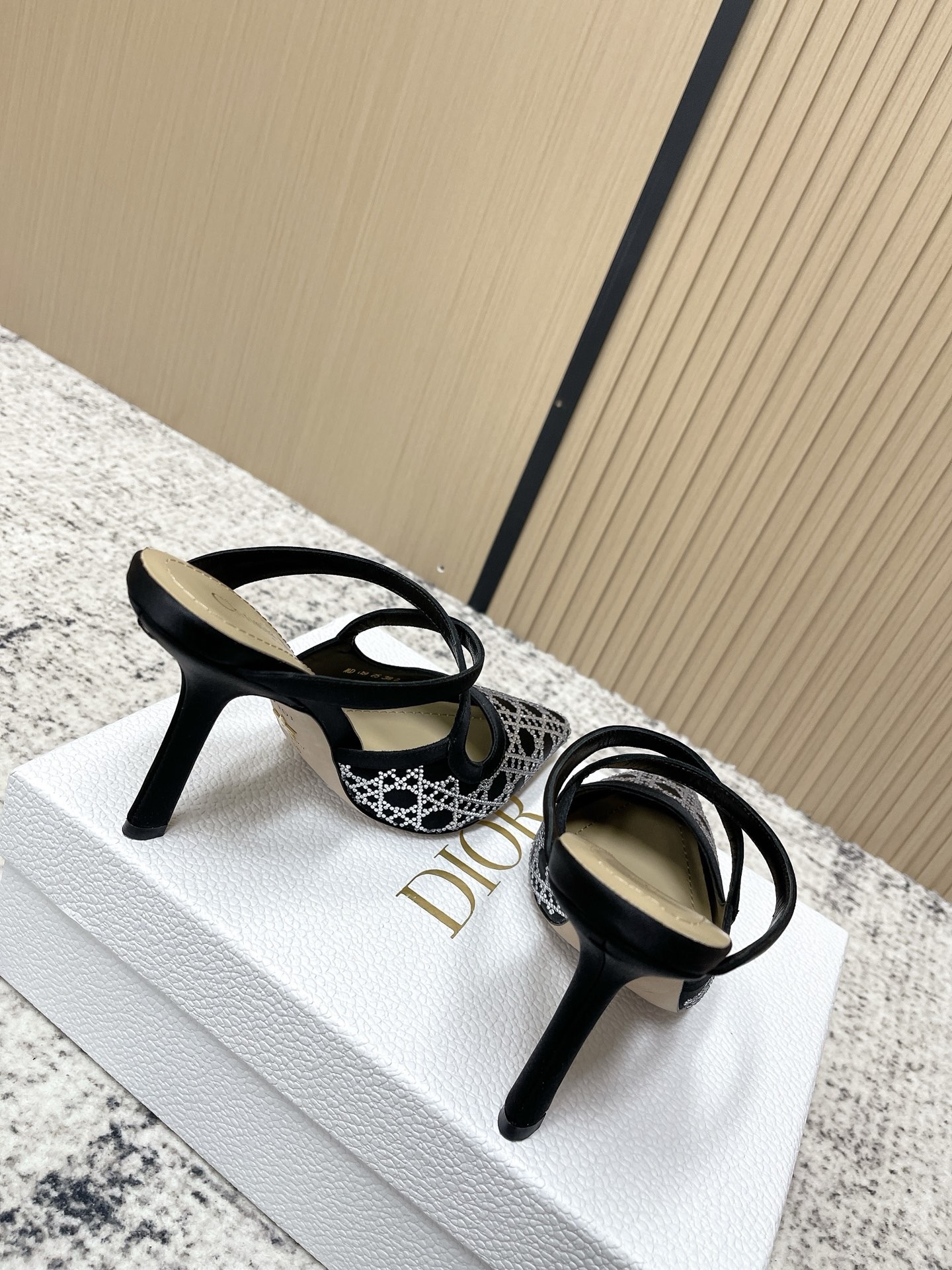 Мюли женские в стиле Dior CD Capture чёрно-серого цвета