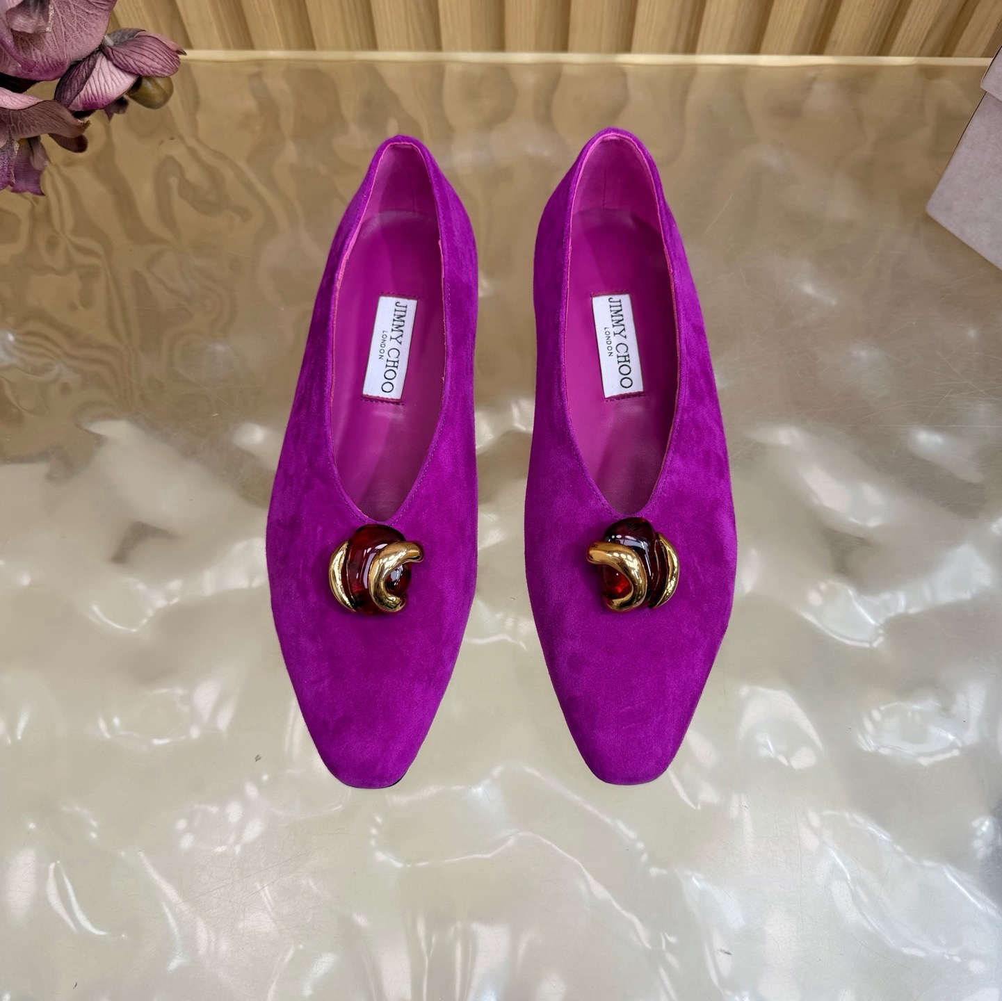 Балетки женские Jimmy Choo Margot Flat фиолетового цвета