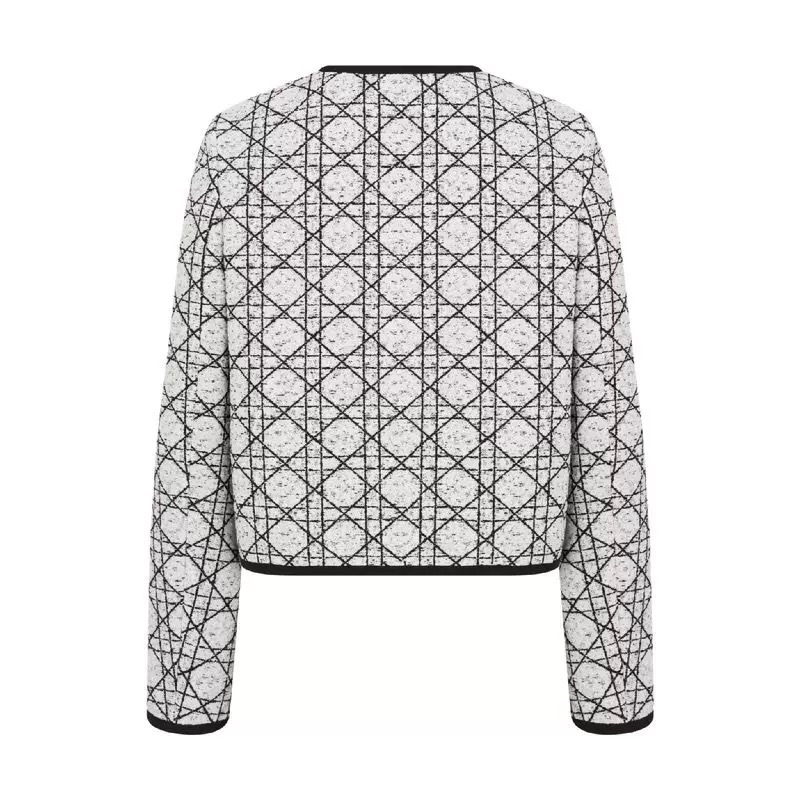 Жакет женский в стиле Christian Dior укороченный с логотипным узором и контрастной отделкой