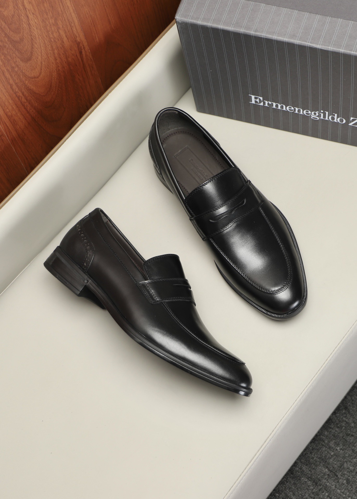 Лоферы мужские в стиле Ermenegildo Zegna чёрного цвета