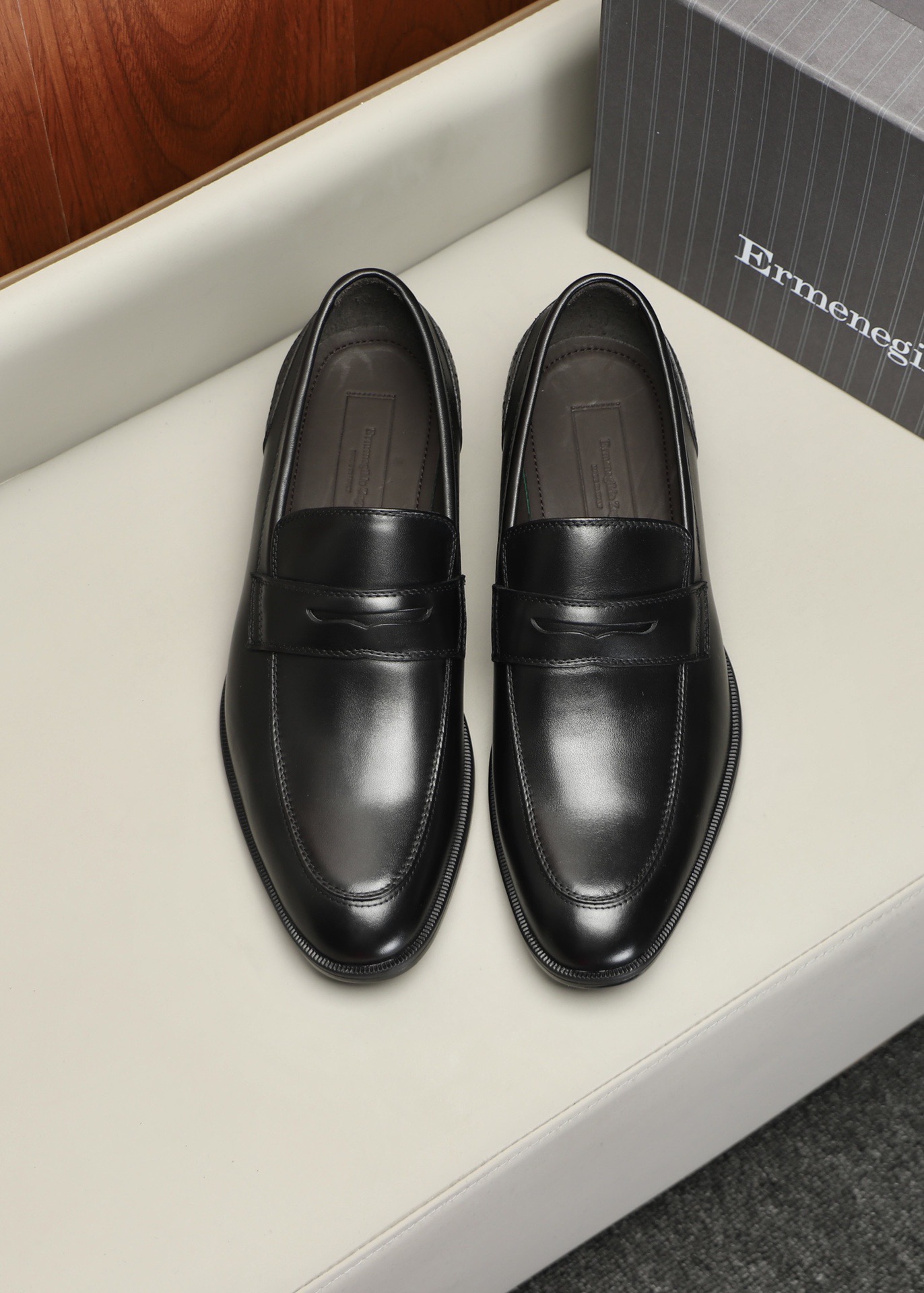 Лоферы мужские в стиле Ermenegildo Zegna чёрного цвета