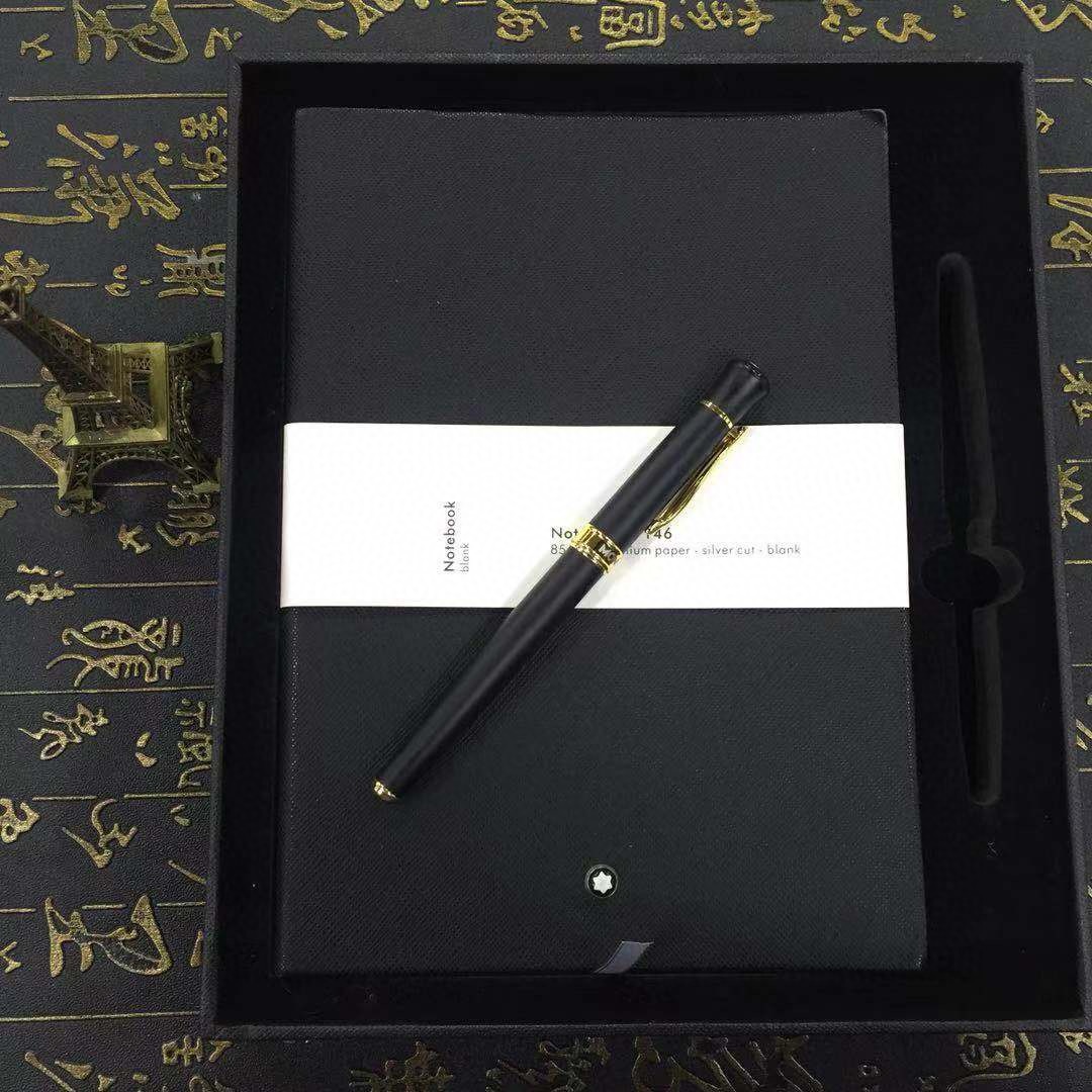 Набор канцелярский в стиле Montblanc: блокнот и ручка (чёрного цвета)