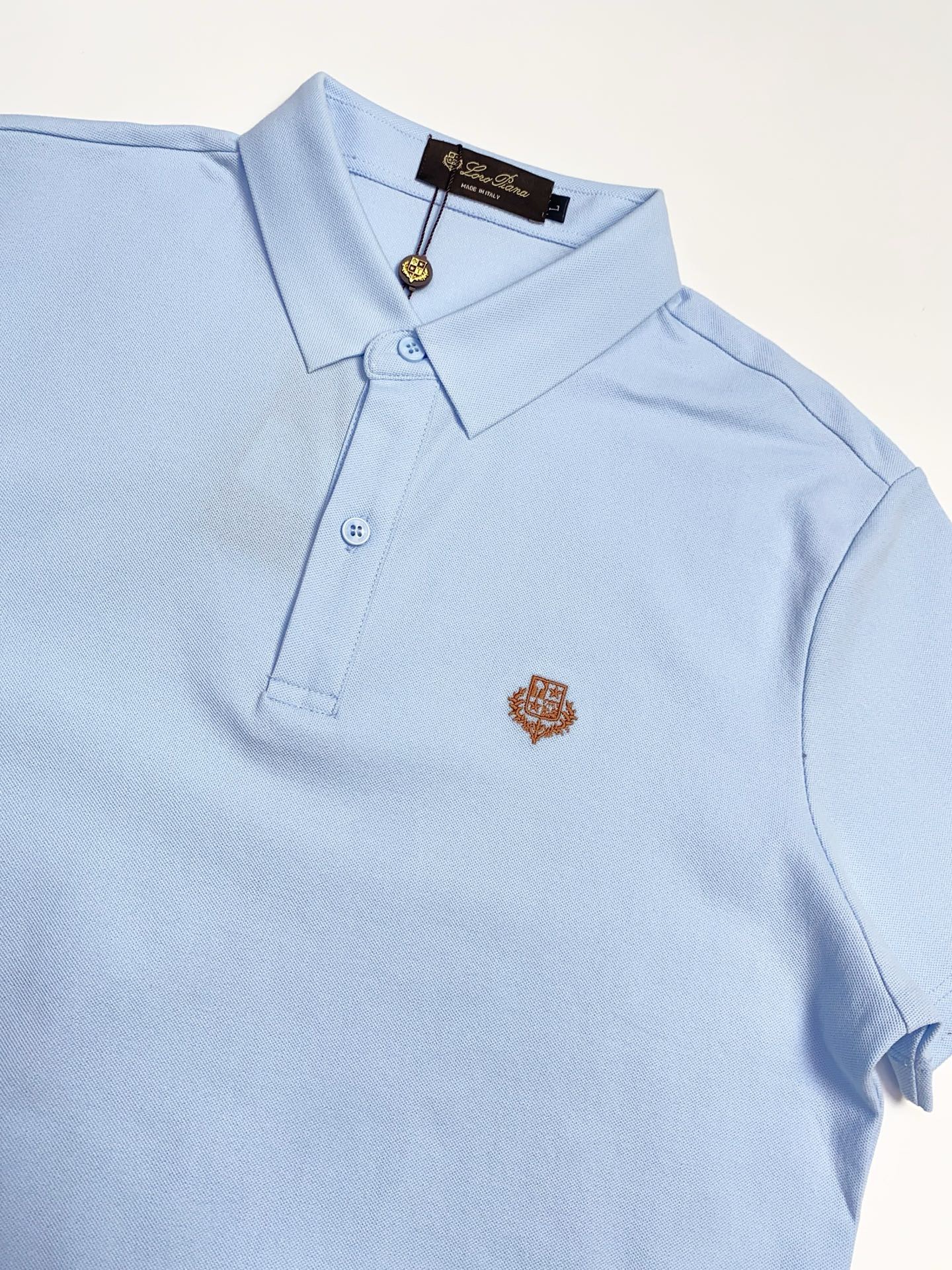 Поло мужское в стиле Loro Piana из хлопка с вышитым логотипом