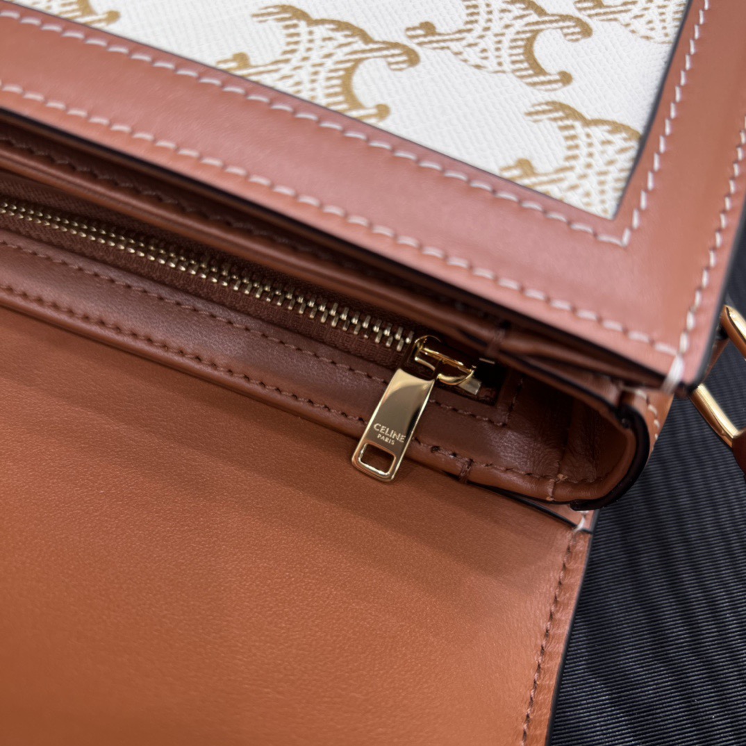 Сумка женская в стиле Celine Triomphe Canvas мини с кожаной отделкой