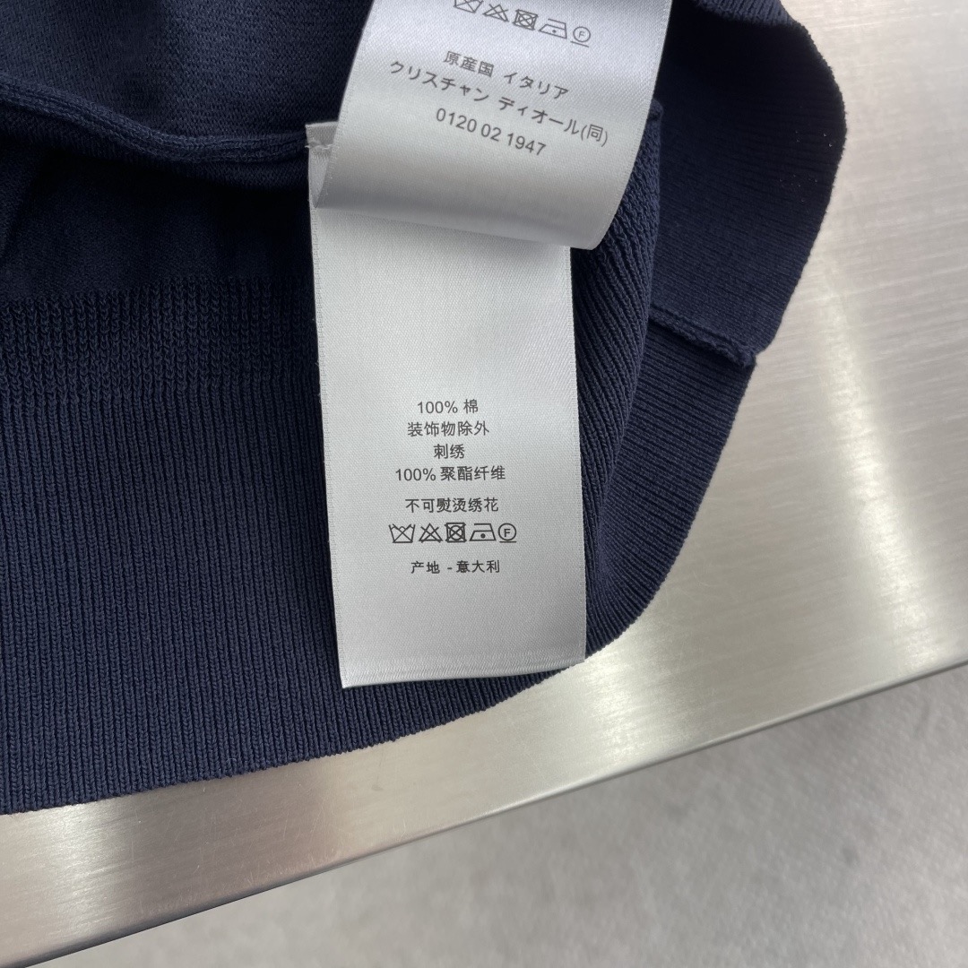 Футболка мужская в стиле Dior Diamond трикотажная\ с логотипом тёмно-синего цвета