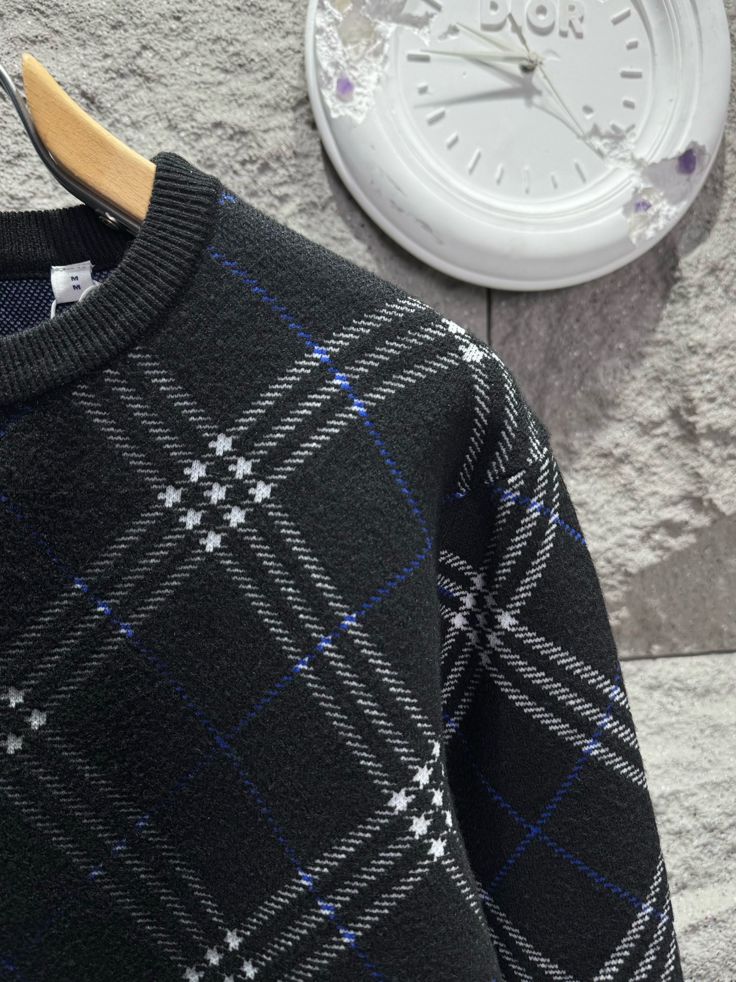 Джемпер мужской Burberry Check Crew-Neck чёрного цвета