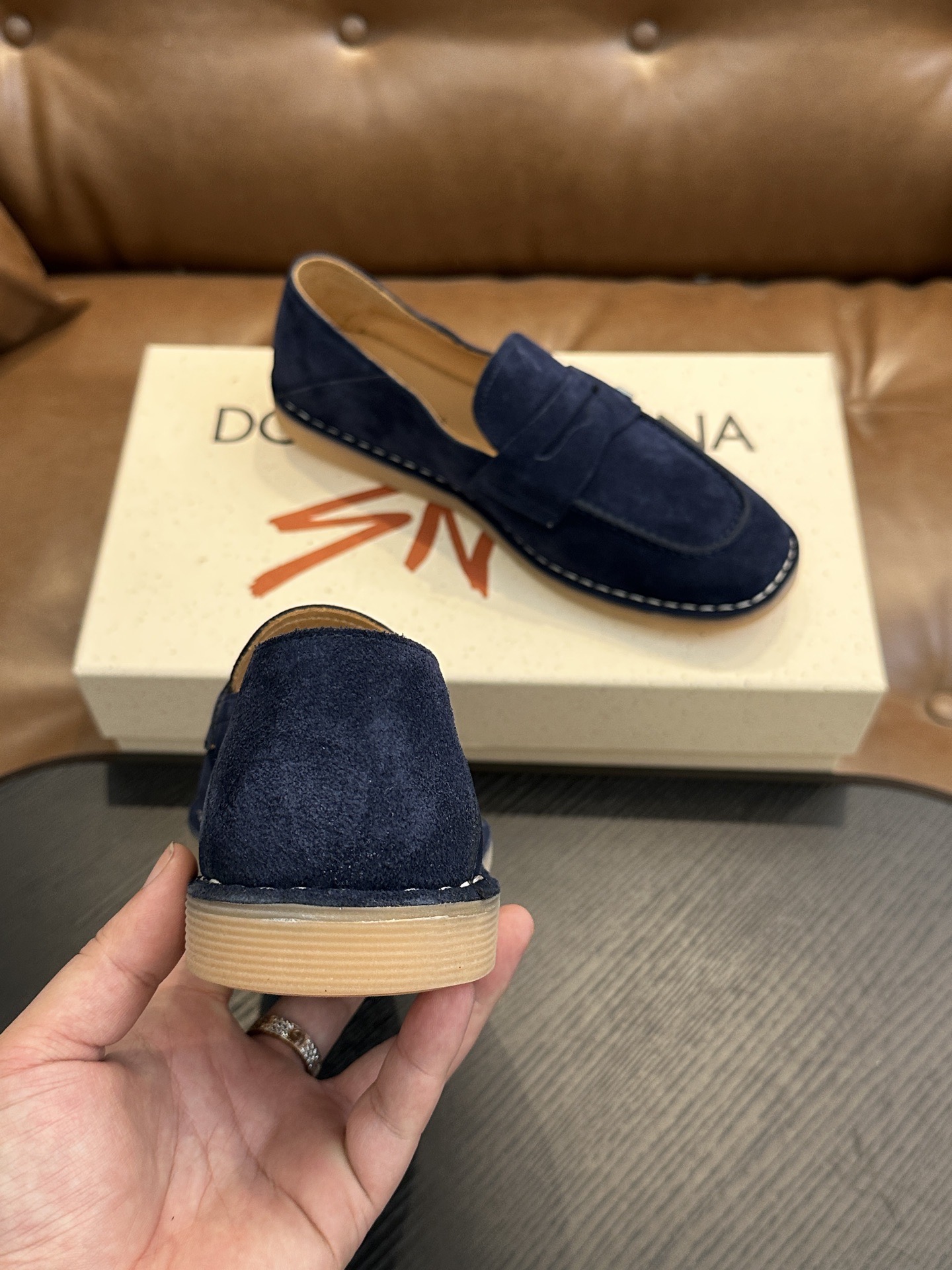 Лоферы мужские в стиле Dolce & Gabbana New Florio тёмно-синего цвета