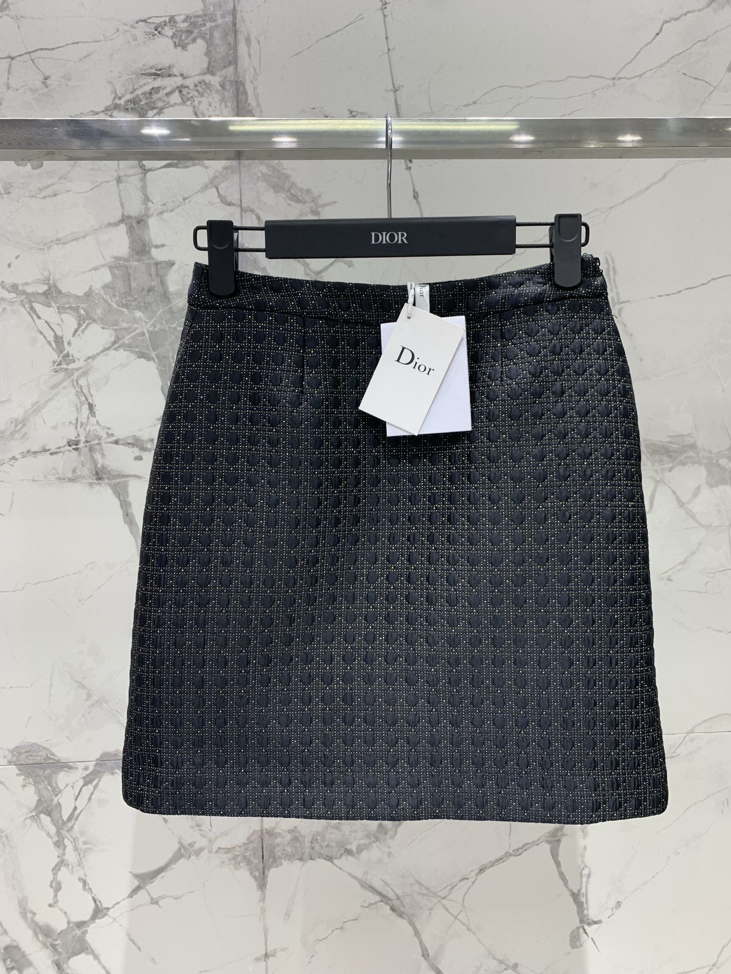 Юбка женская в стиле Dior из фактурной ткани с металлизированной нитью тёмно-серого цвета