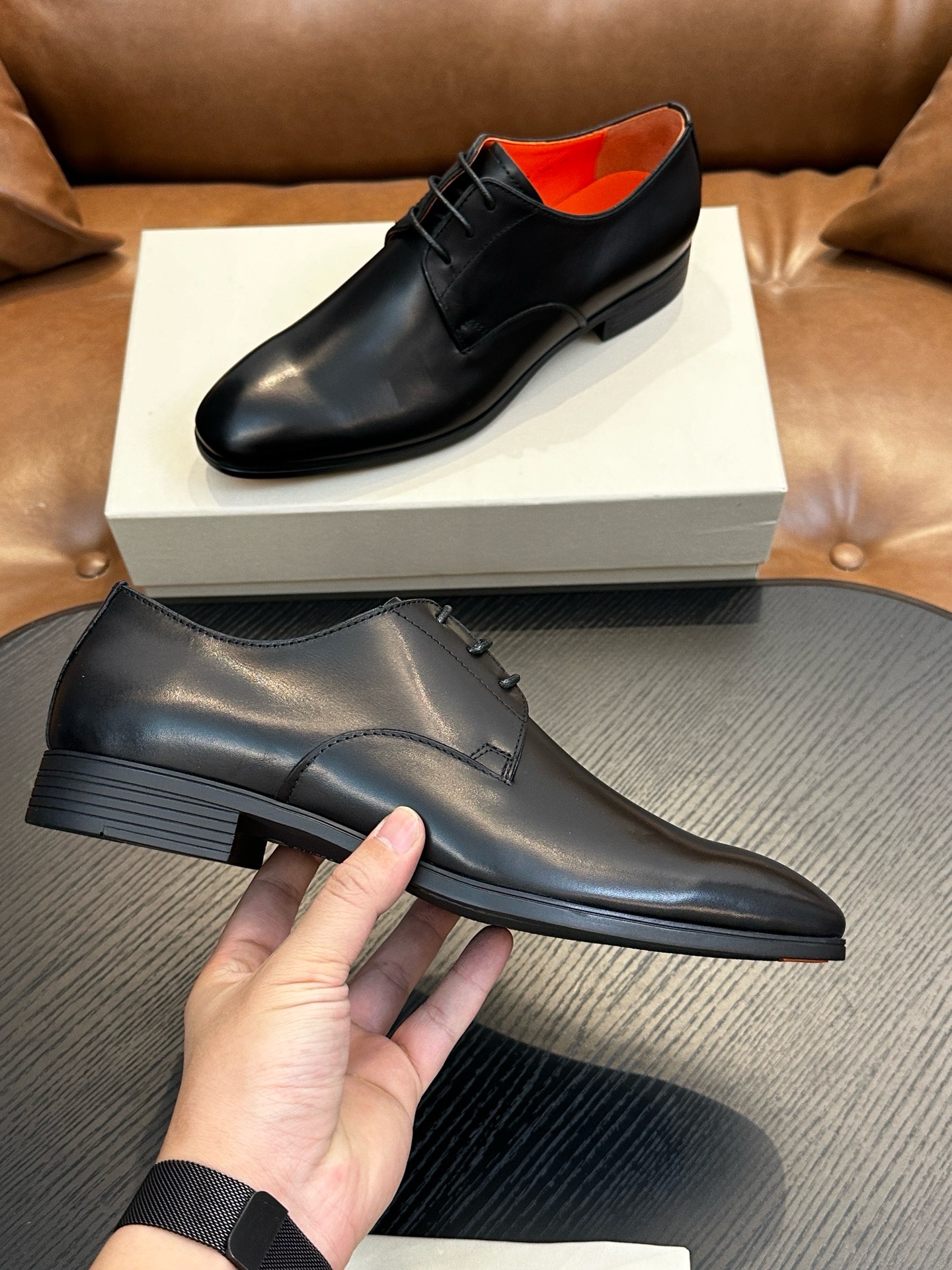 Дерби мужские в стиле Santoni чёрного цвета