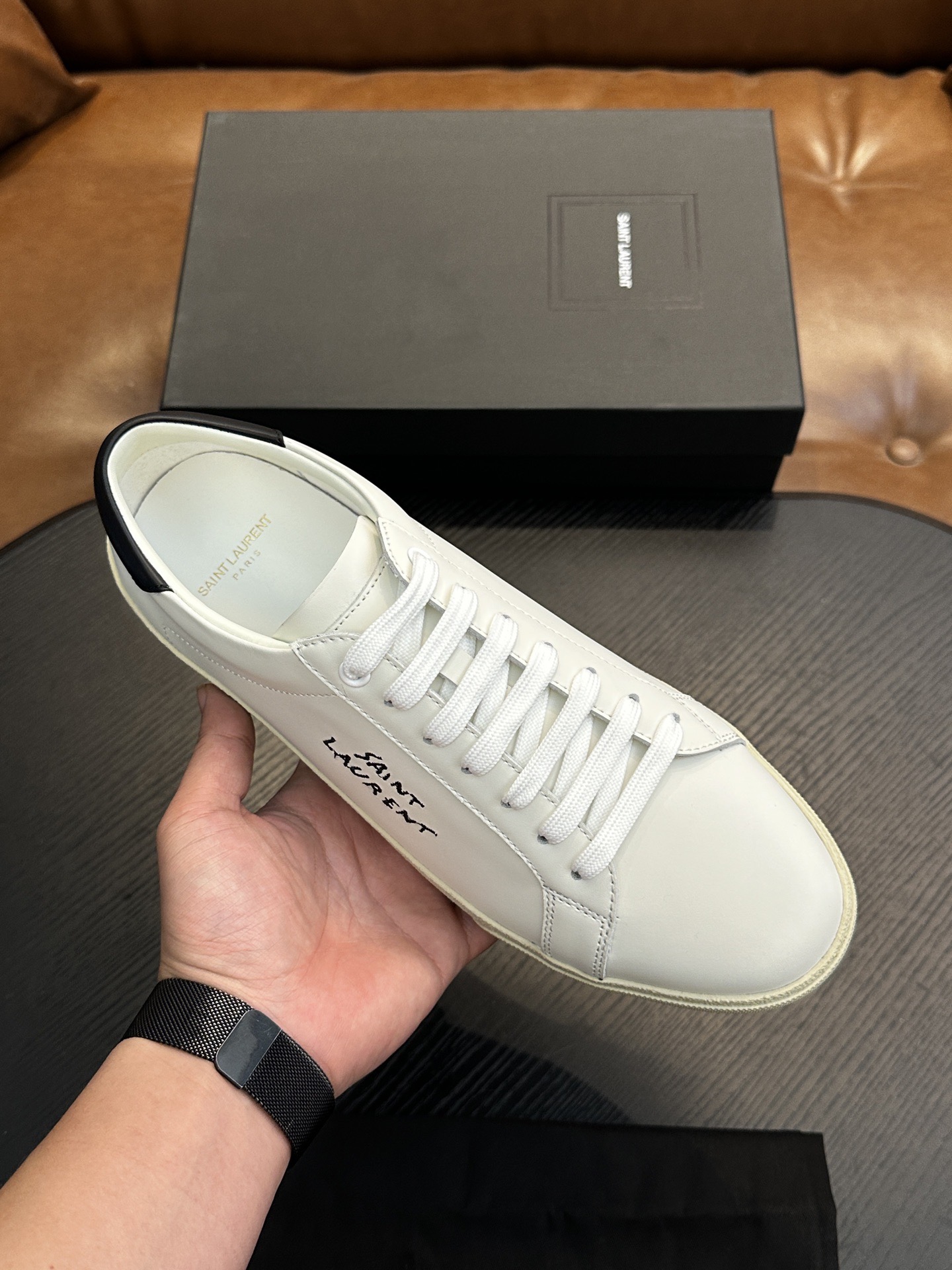 Кроссовки мужские в стиле Saint Laurent SL/61 белого цвета