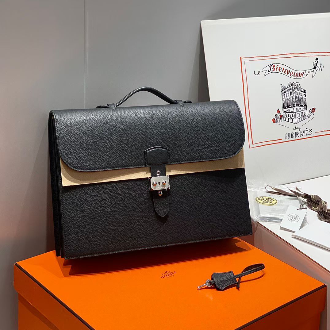 Портфель мужской Hermès Sac à Dépêches 38 чёрного цвета