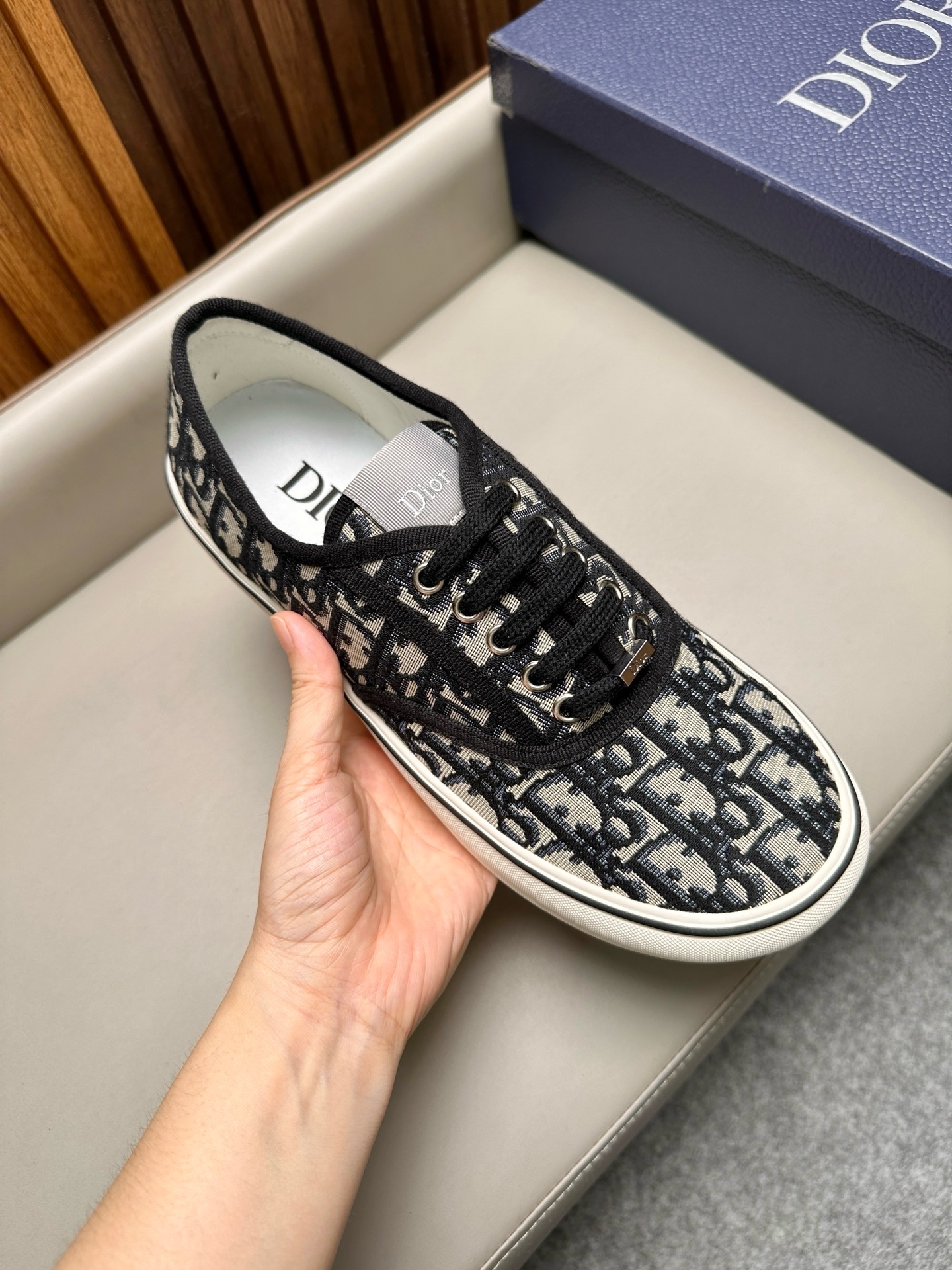 Кеды мужские Dior B23 League чёрно-белого цвета
