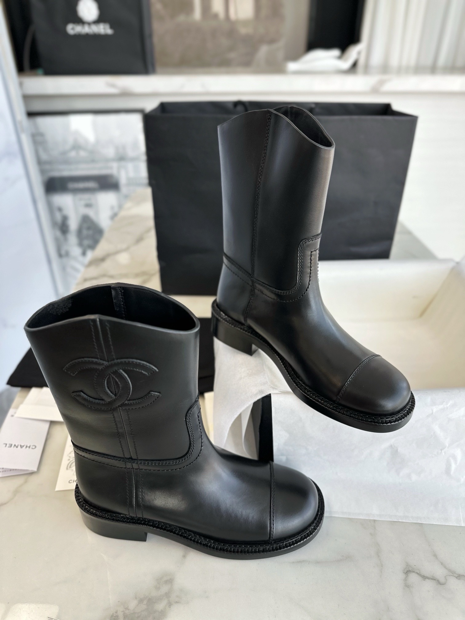 Полусапоги женские Chanel Western чёрного цвета