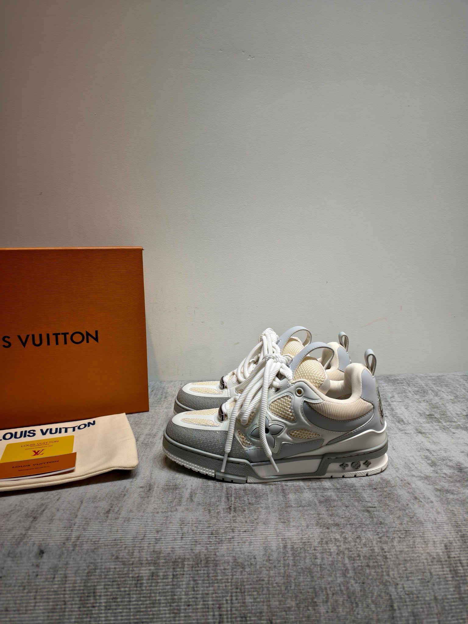 Кроссовки Louis Vuitton Trainer Skate серо-белого цвета