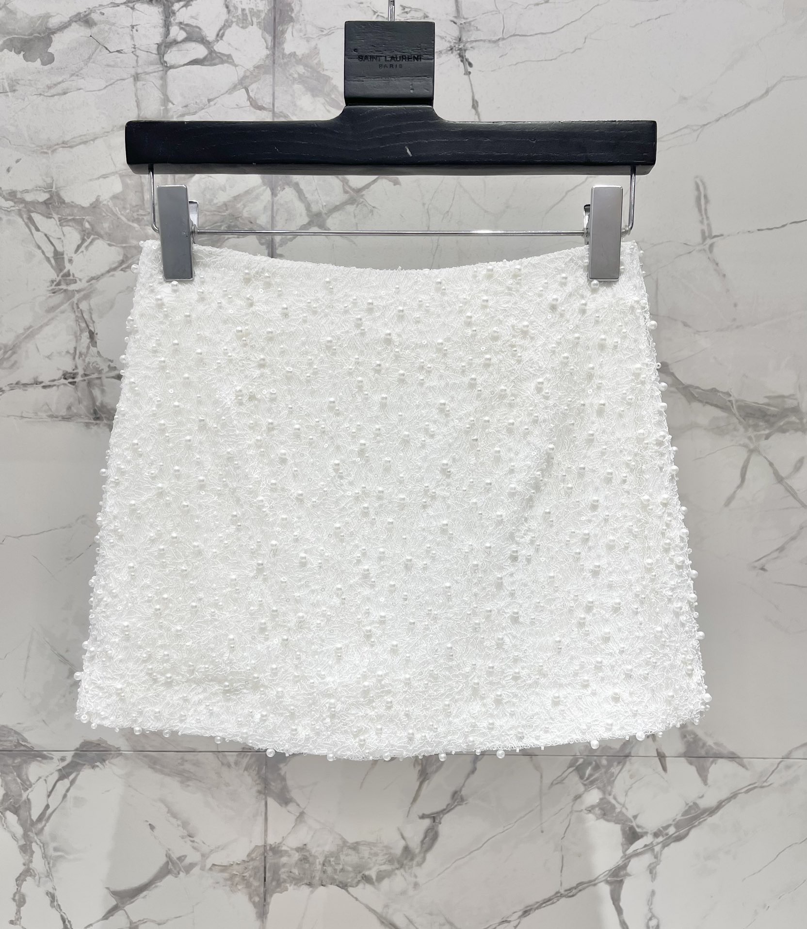 Юбка женская в стиле Saint Laurent белого цвета