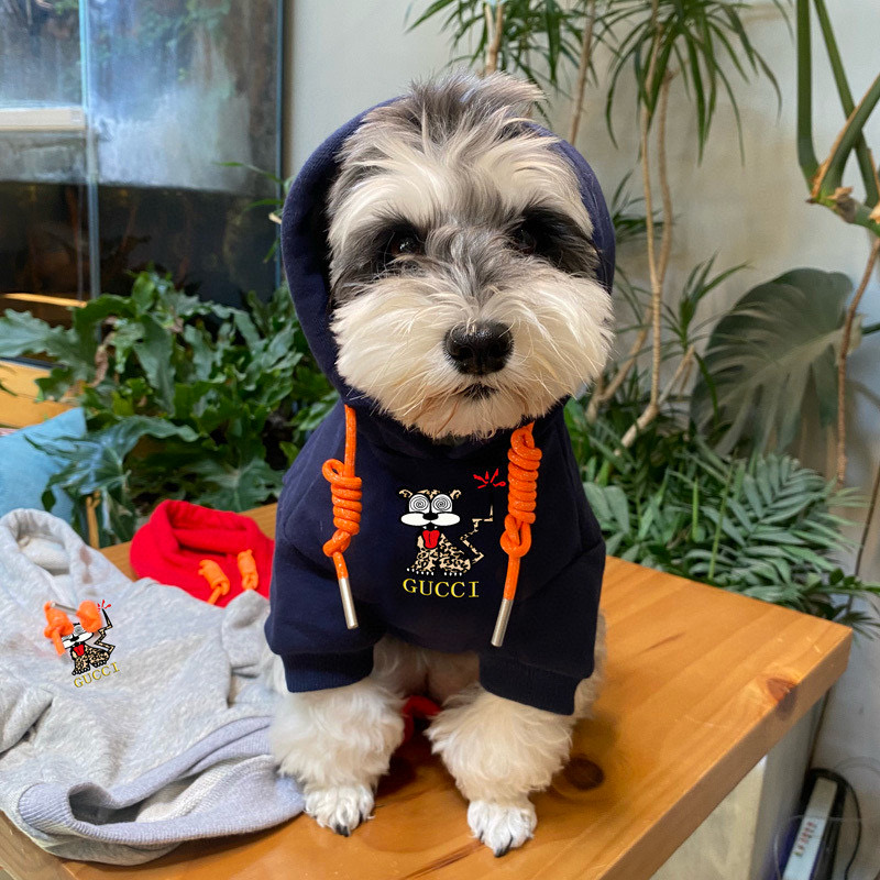 Худи для собак в стиле Gucci Tiger с принтом тигра синего цвета