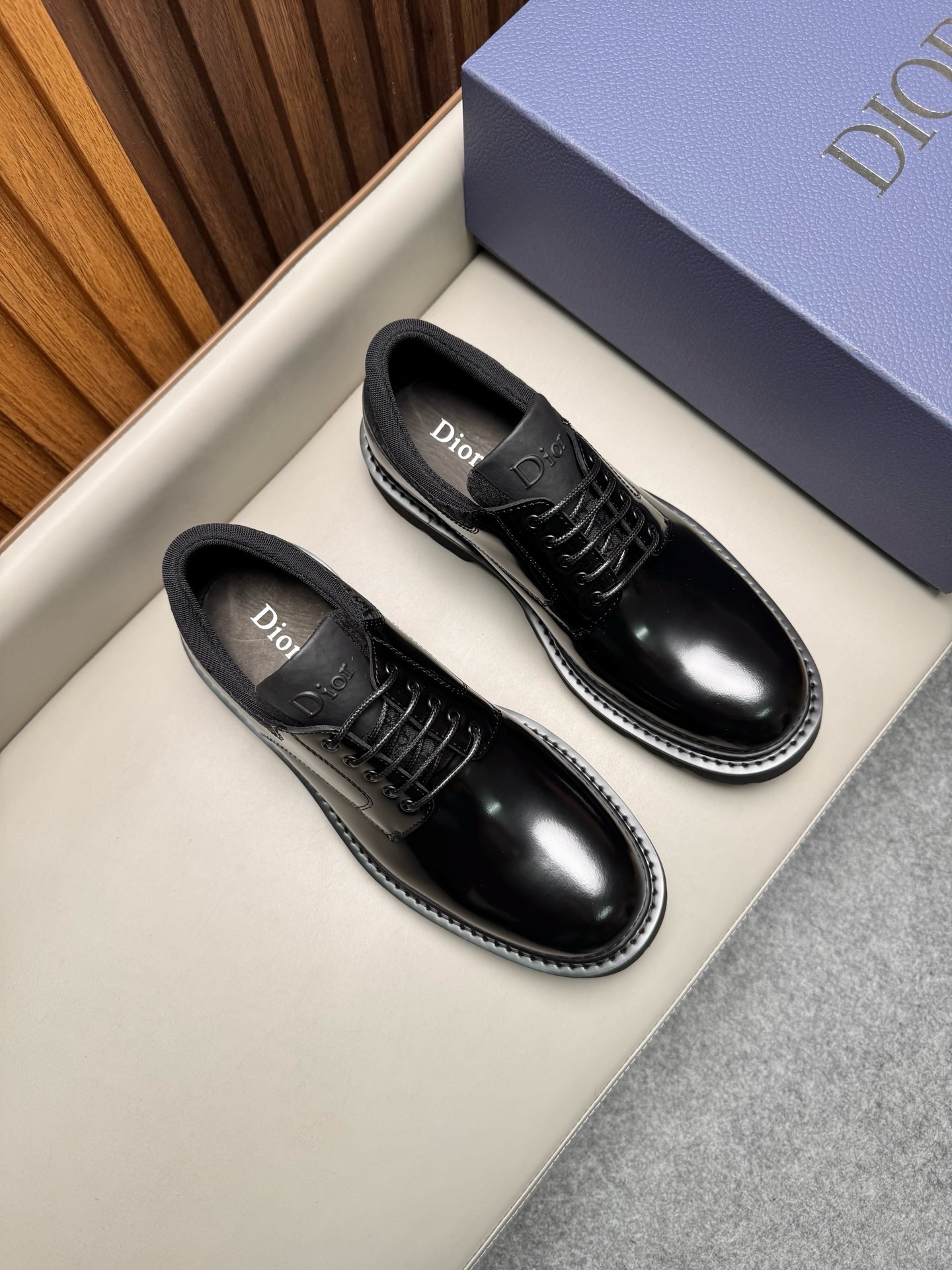Дерби мужские в стиле Dior Homme чёрного цвета