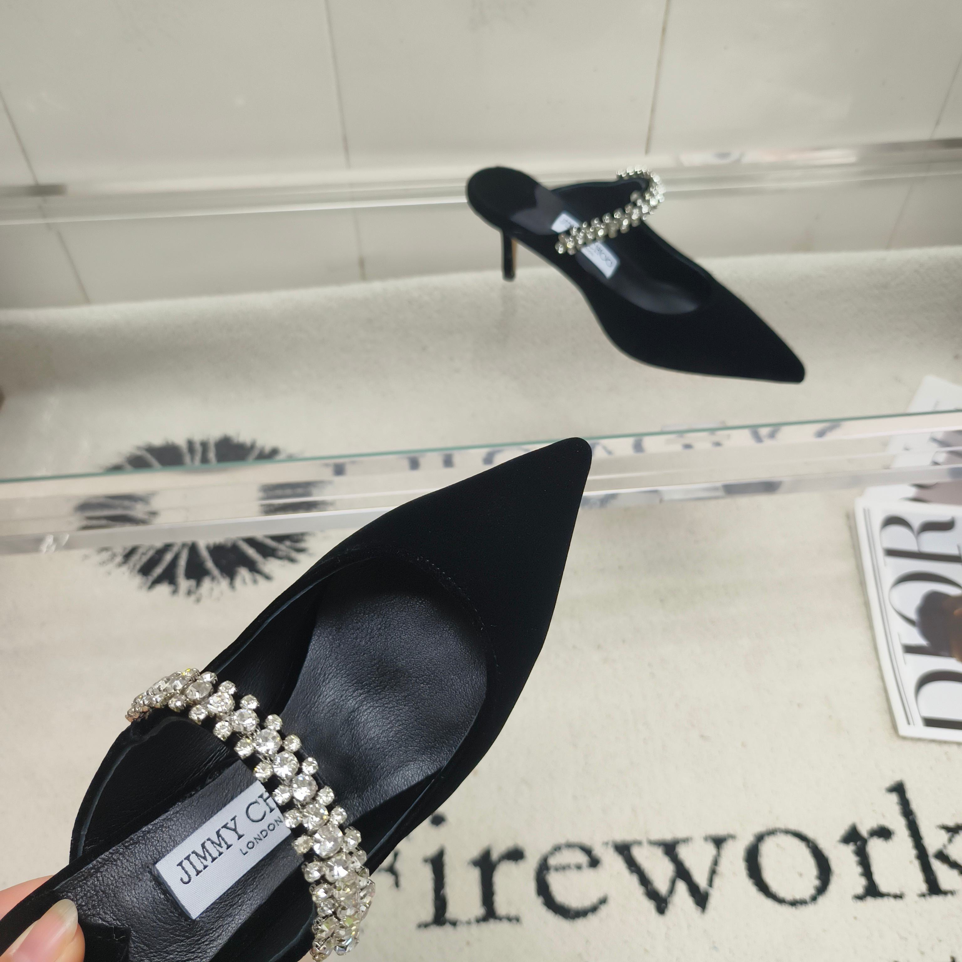 Мюли женские в стиле Jimmy Choo Bing черного цвета