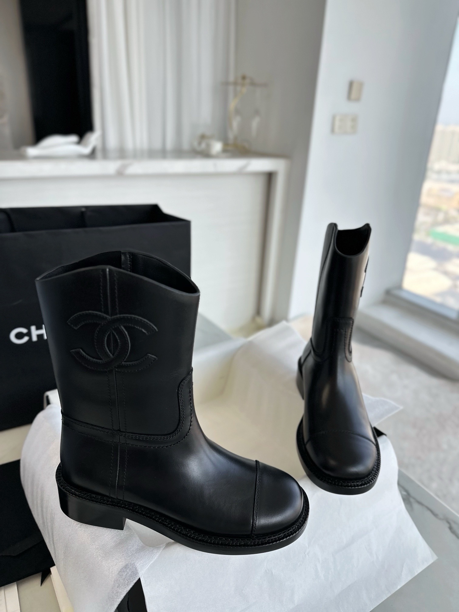 Полусапоги женские Chanel Western чёрного цвета