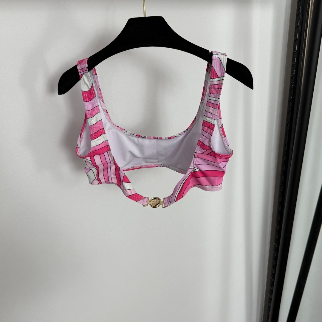 Купальник женский в стиле Emilio Pucci розового цвета с принтом