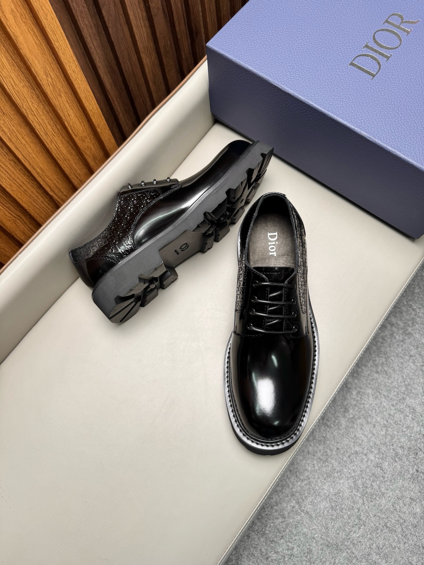 Дерби мужские в стиле Dior Homme из натуральной кожи чёрного цвета