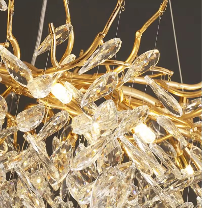 Люстра подвесная современная с кристаллами в форме ветвей