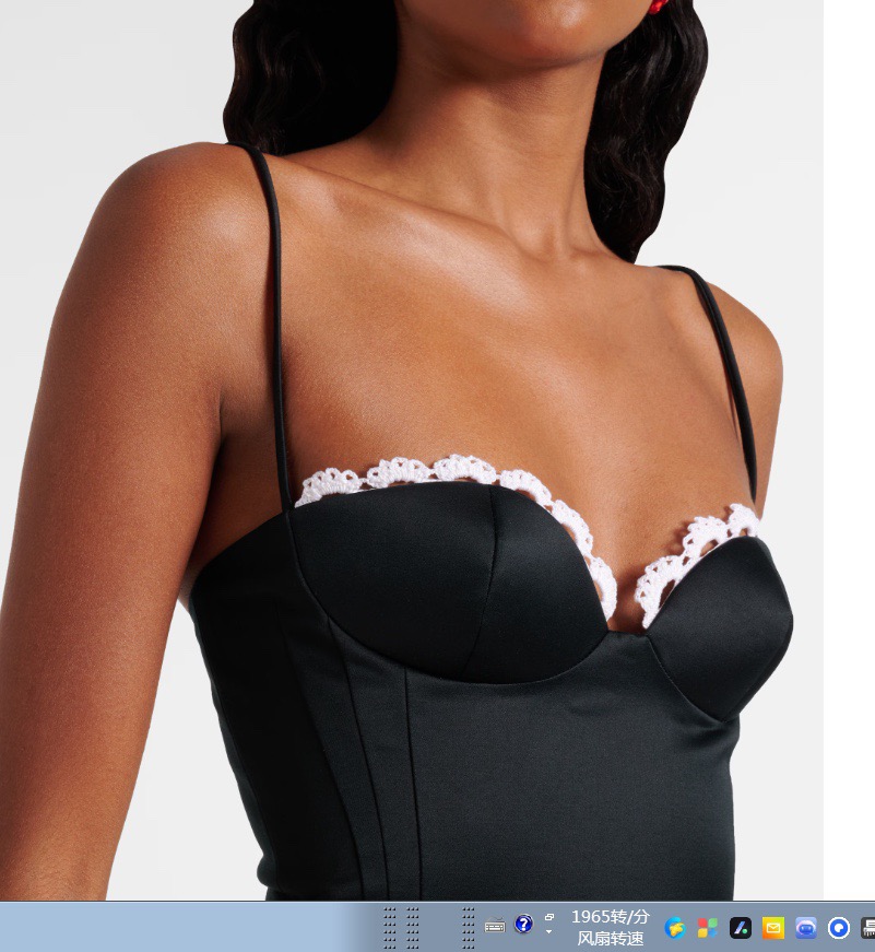 Платье женское в стиле Ermanno Scervino на бретелях с кружевом черного цвета