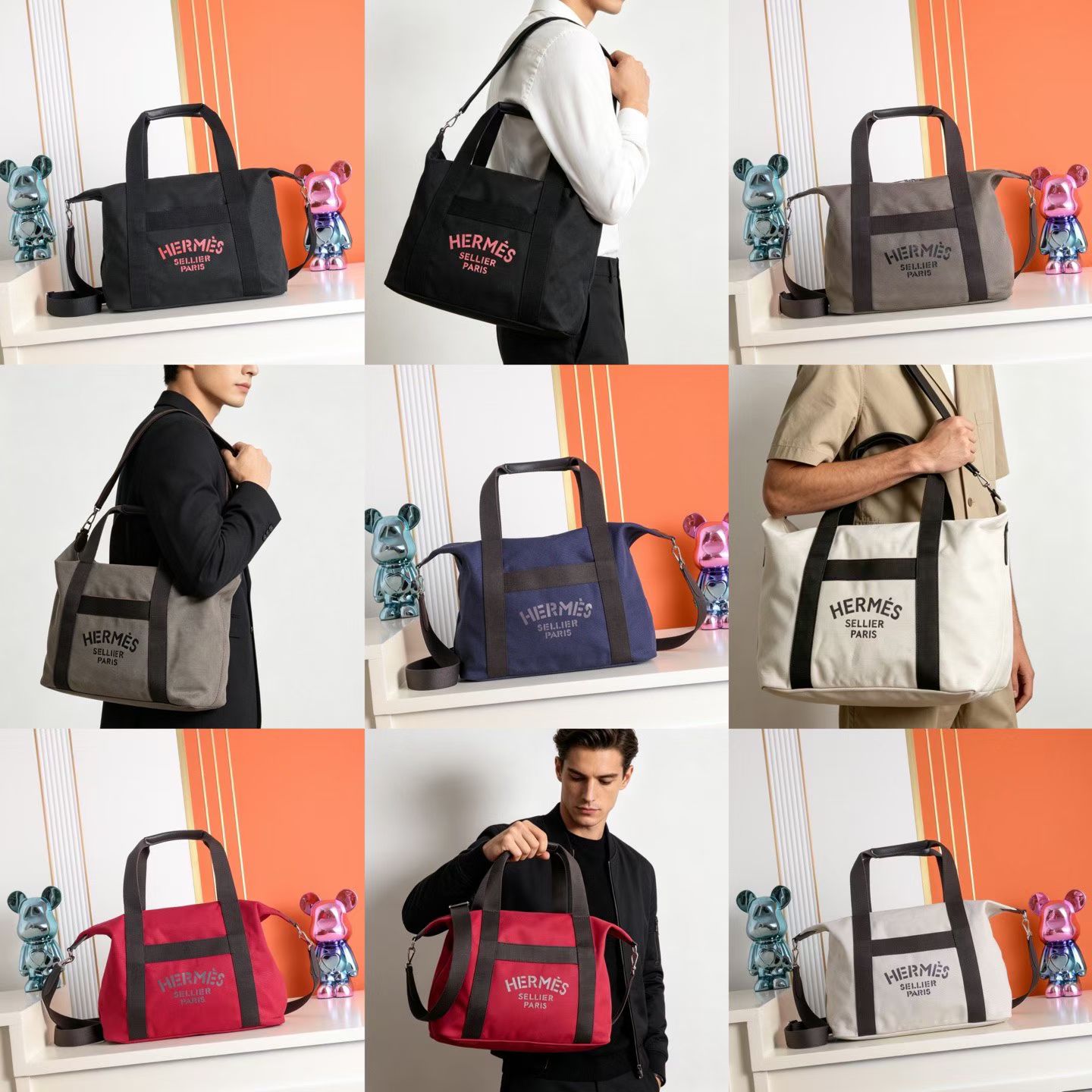Сумка мужская дорожная Hermès Groom красного цвета